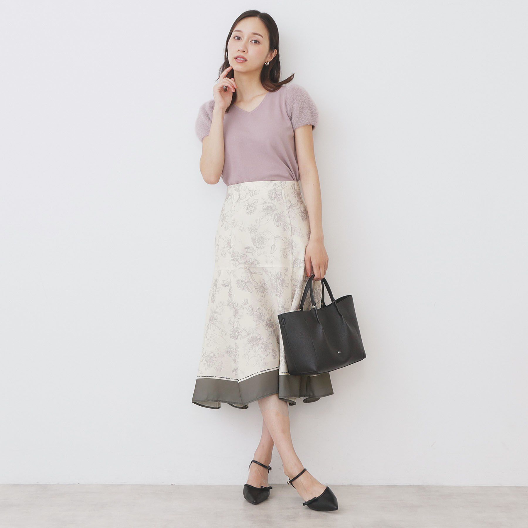 index「パネルフラワープリントフレアスカート【洗濯機洗い可/イージーアイロン】」|スカート|