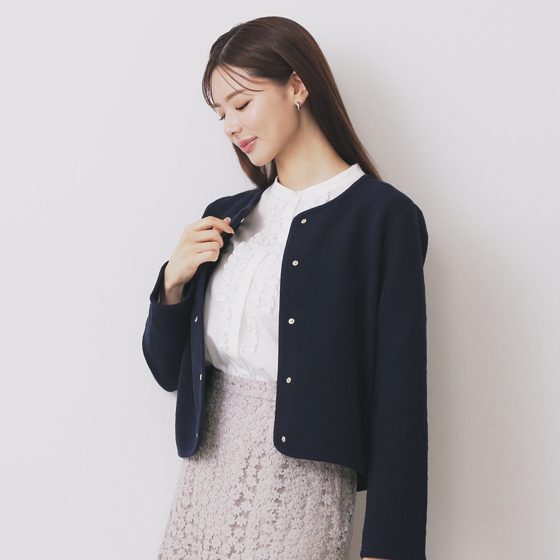 index「ストレッチノーカラーブルゾン【洗濯機OK】」|ブルゾン・スタジャン|