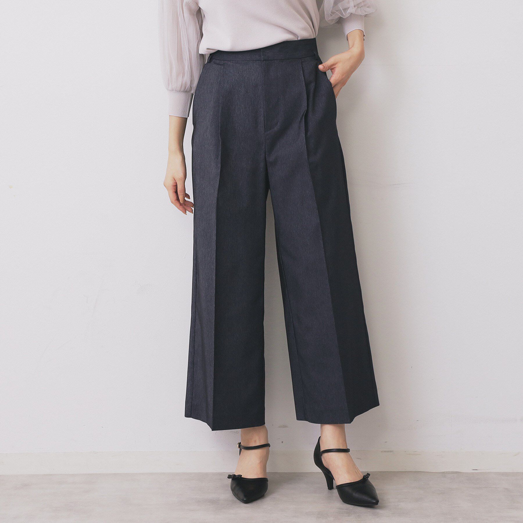 index「ベルト付きストレッチワイドパンツ【洗濯機洗い可】」|その他|