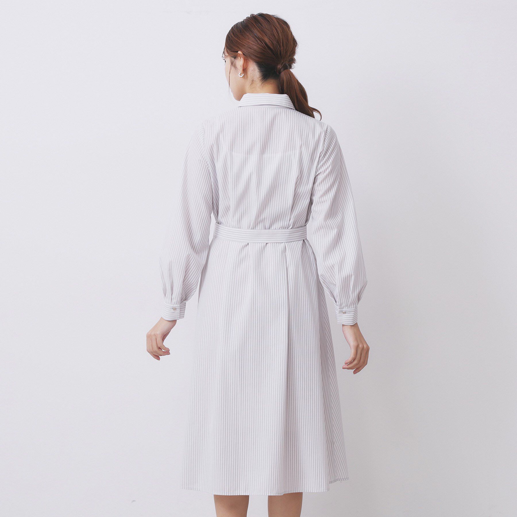 index「ラメストライプシャツワンピース【洗濯機OK/イージーアイロン】」|ワンピース|