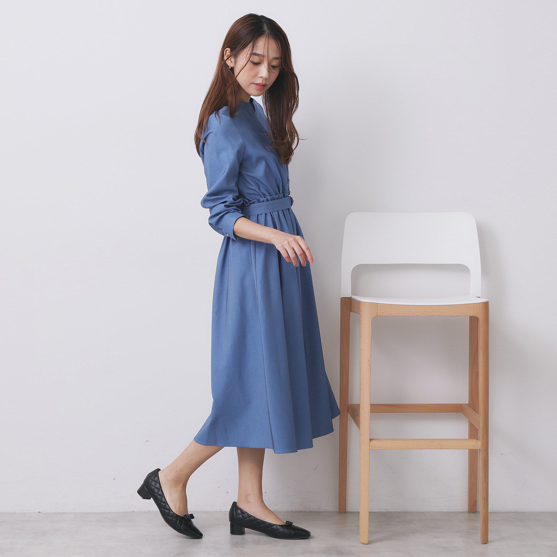 index「シャンブレーツイルドッキングフレアワンピース【洗濯機OK/イージーアイロン】」|ワンピース|