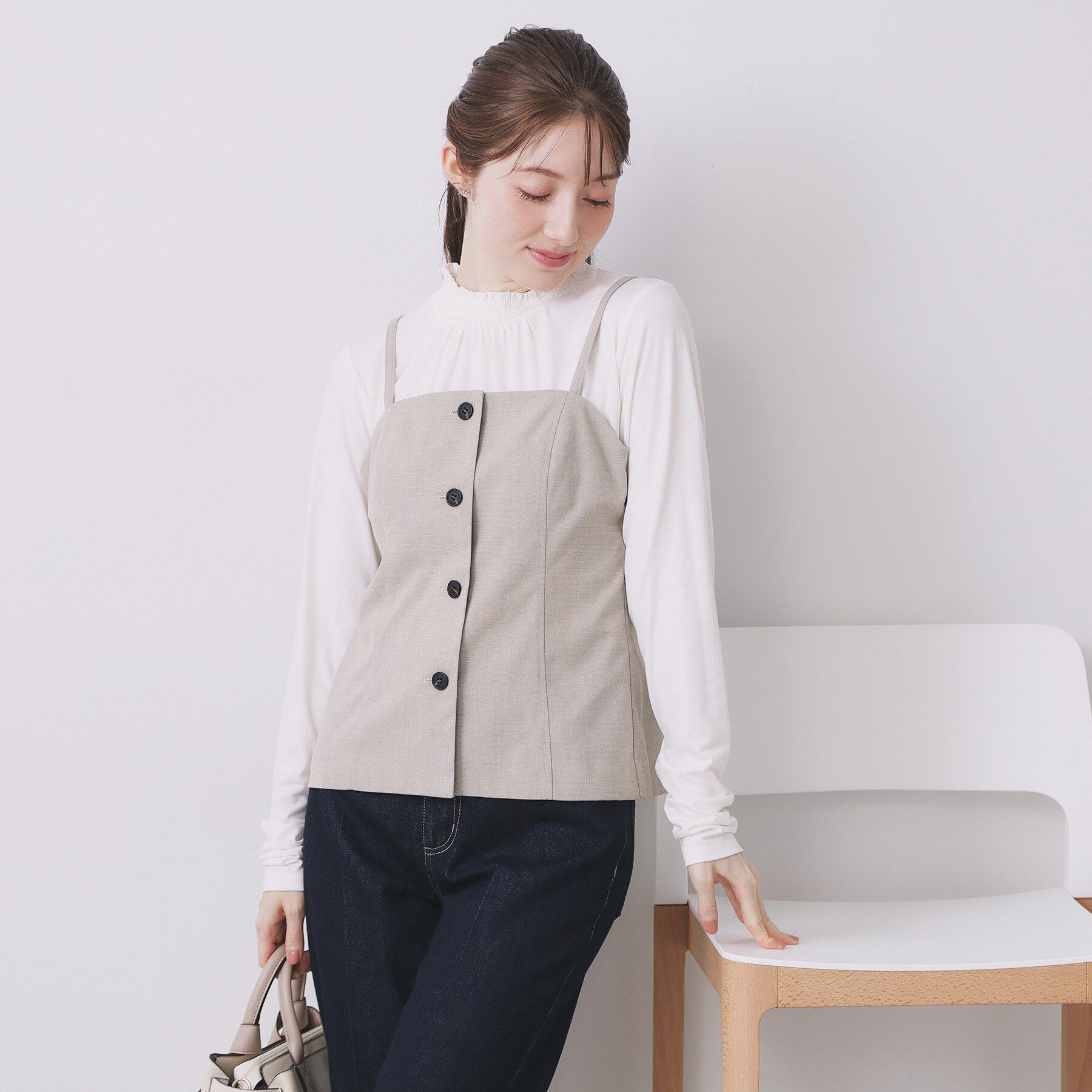 index「ウールライクストレッチキャミビスチェ/セットアップ対応【洗濯機OK】」|キャミソール|