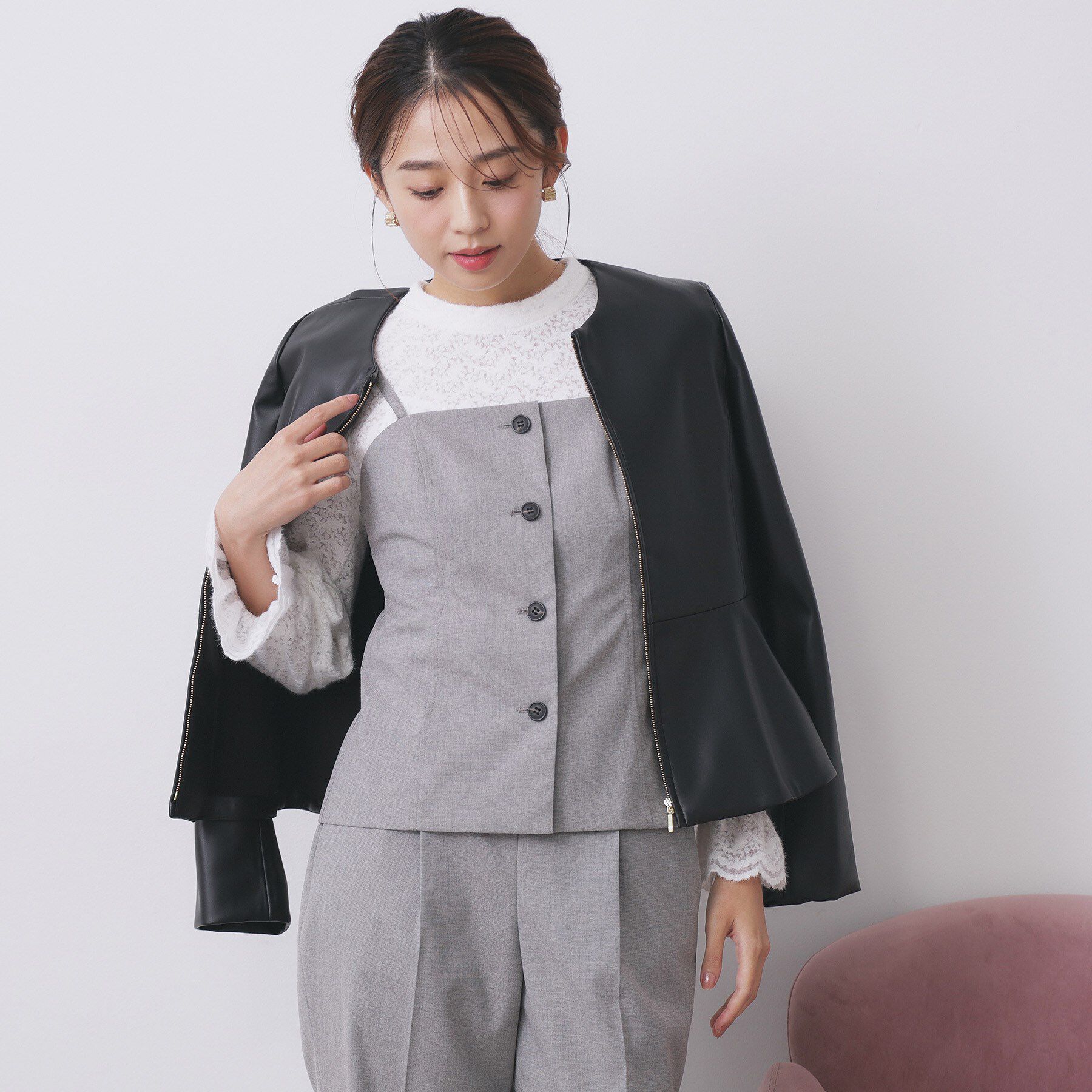 index「ウールライクストレッチキャミビスチェ/セットアップ対応【洗濯機OK】」|キャミソール|