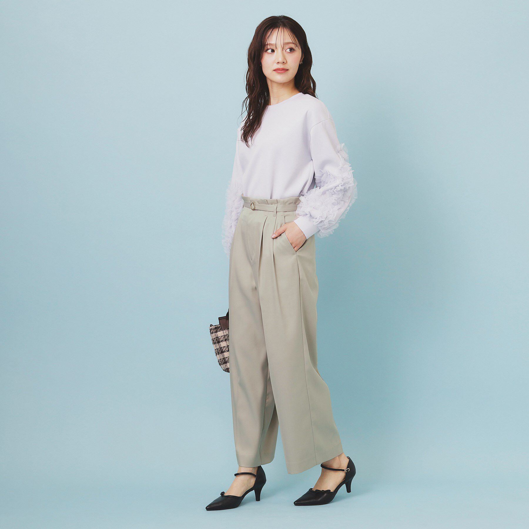 index「ベルト付き2タックワイドパンツ【洗濯機OK/ストレッチ/防シワ/イージーアイロン】」|その他|