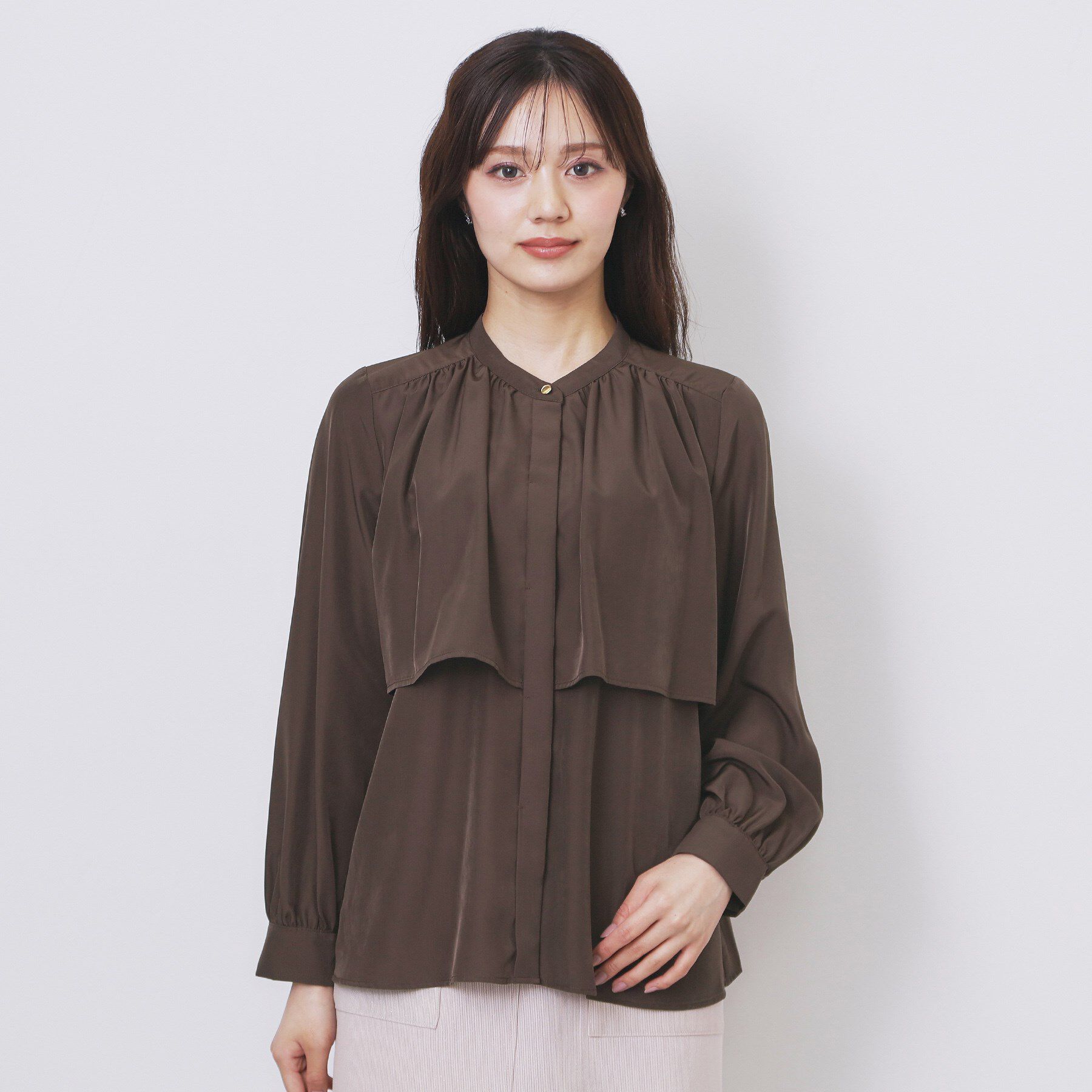 index「サテンバンドカラーブラウス【洗濯機OK/イージーアイロン】」|シャツ・ブラウス|