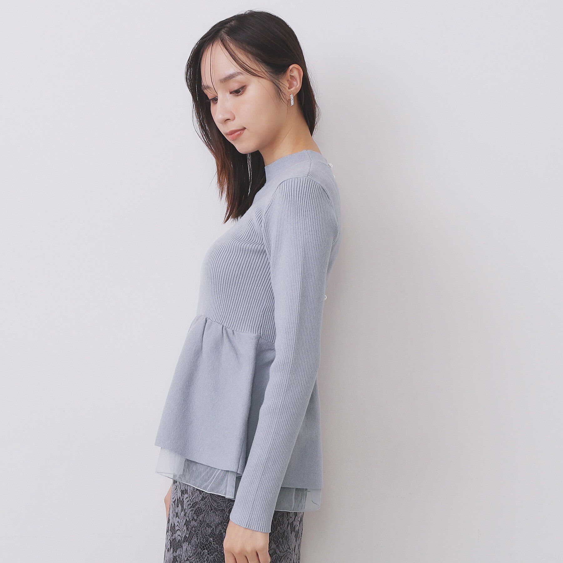 index「ペプラムチュールレイヤードニット【洗濯機OK】」|ニット・セーター|