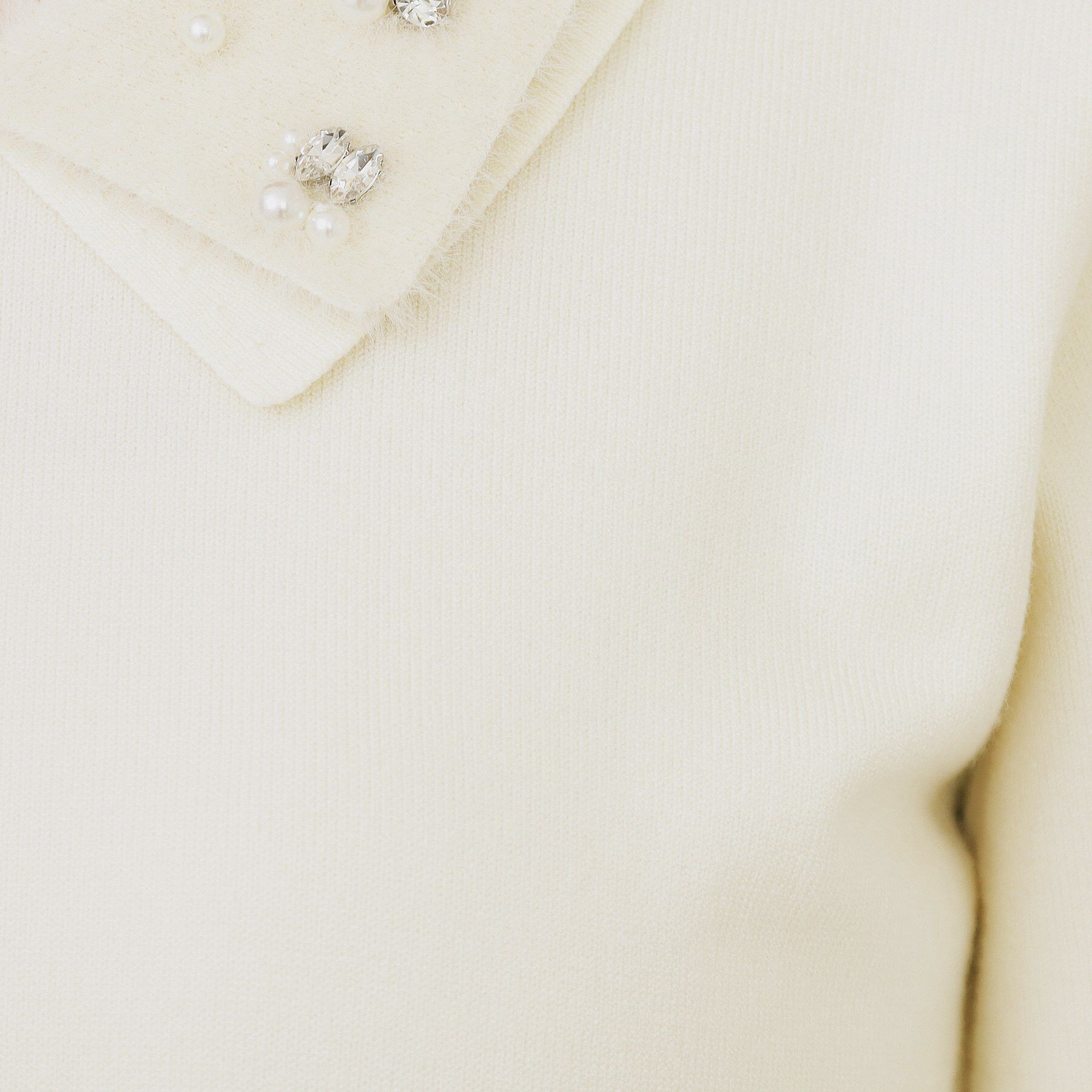 index「ダブルビジューフェザー衿付きニット【洗濯機OK】」|ニット・セーター|