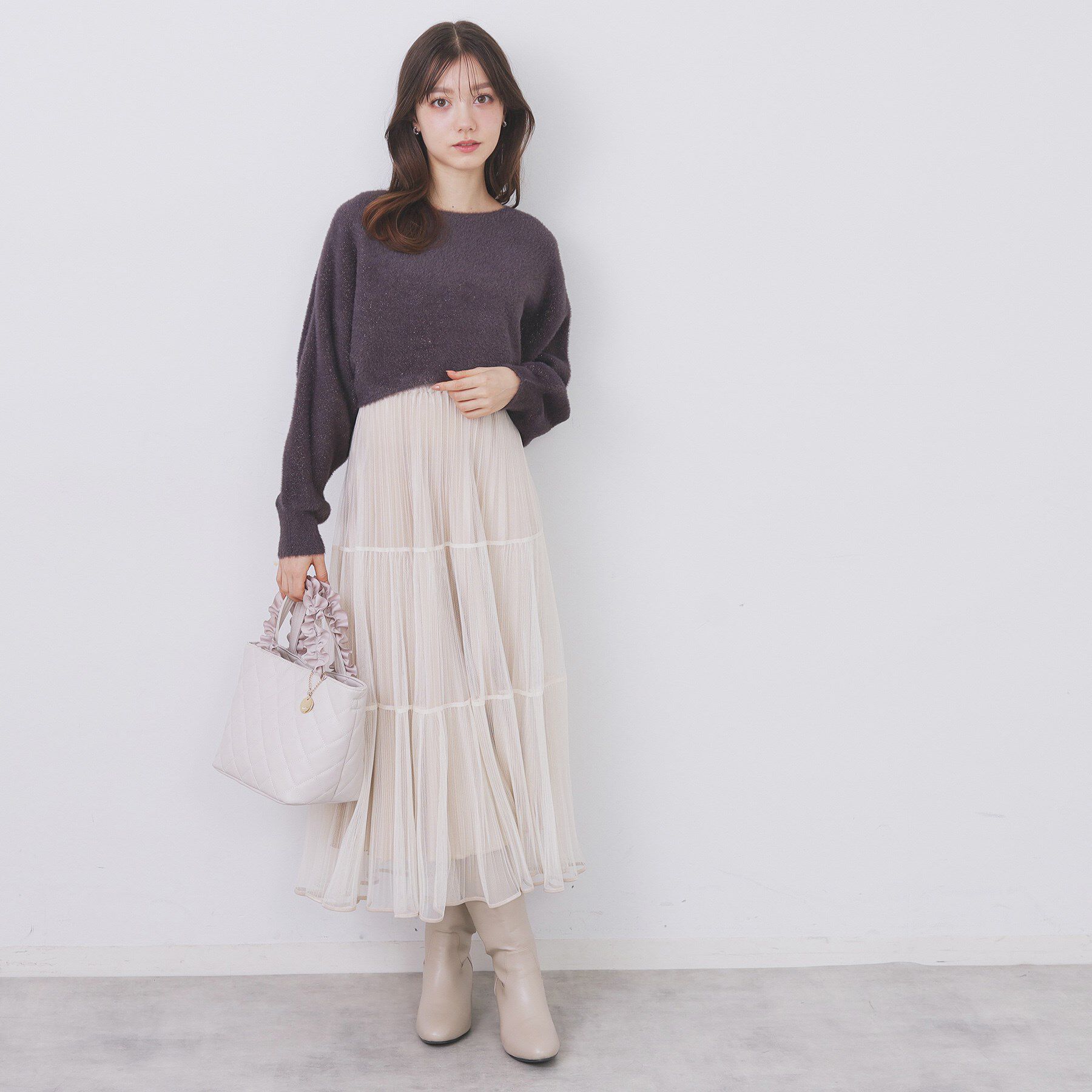 index「ラメフェザープルオーバーセット ニットワンピース【洗濯機OK】《XS～LL》」|スーツ|