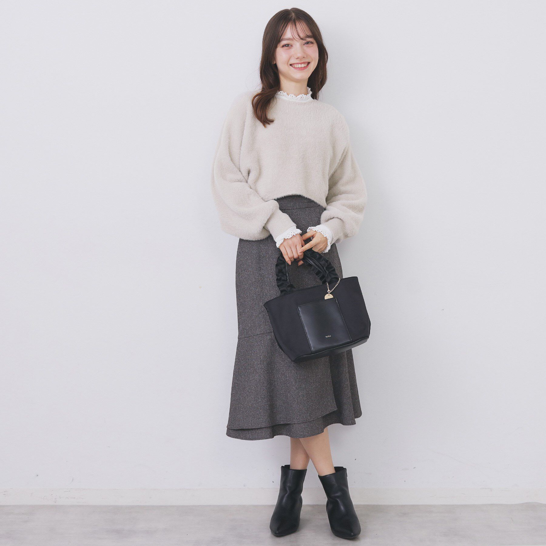 index「ラメフェザープルオーバーセット ニットワンピース【洗濯機OK】《XS～LL》」|スーツ|