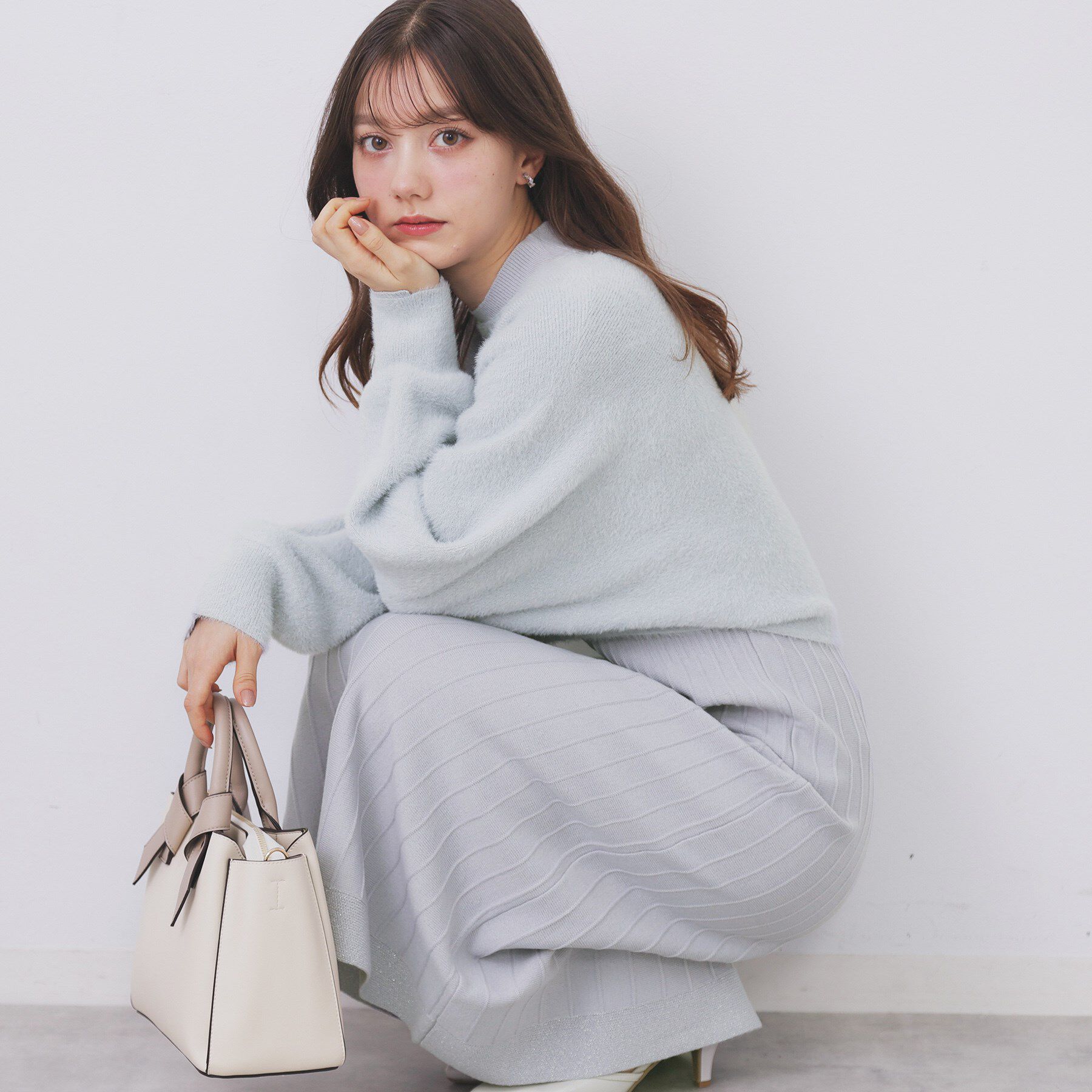 index「ラメフェザープルオーバーセット ニットワンピース【洗濯機OK】《XS～LL》」|スーツ|