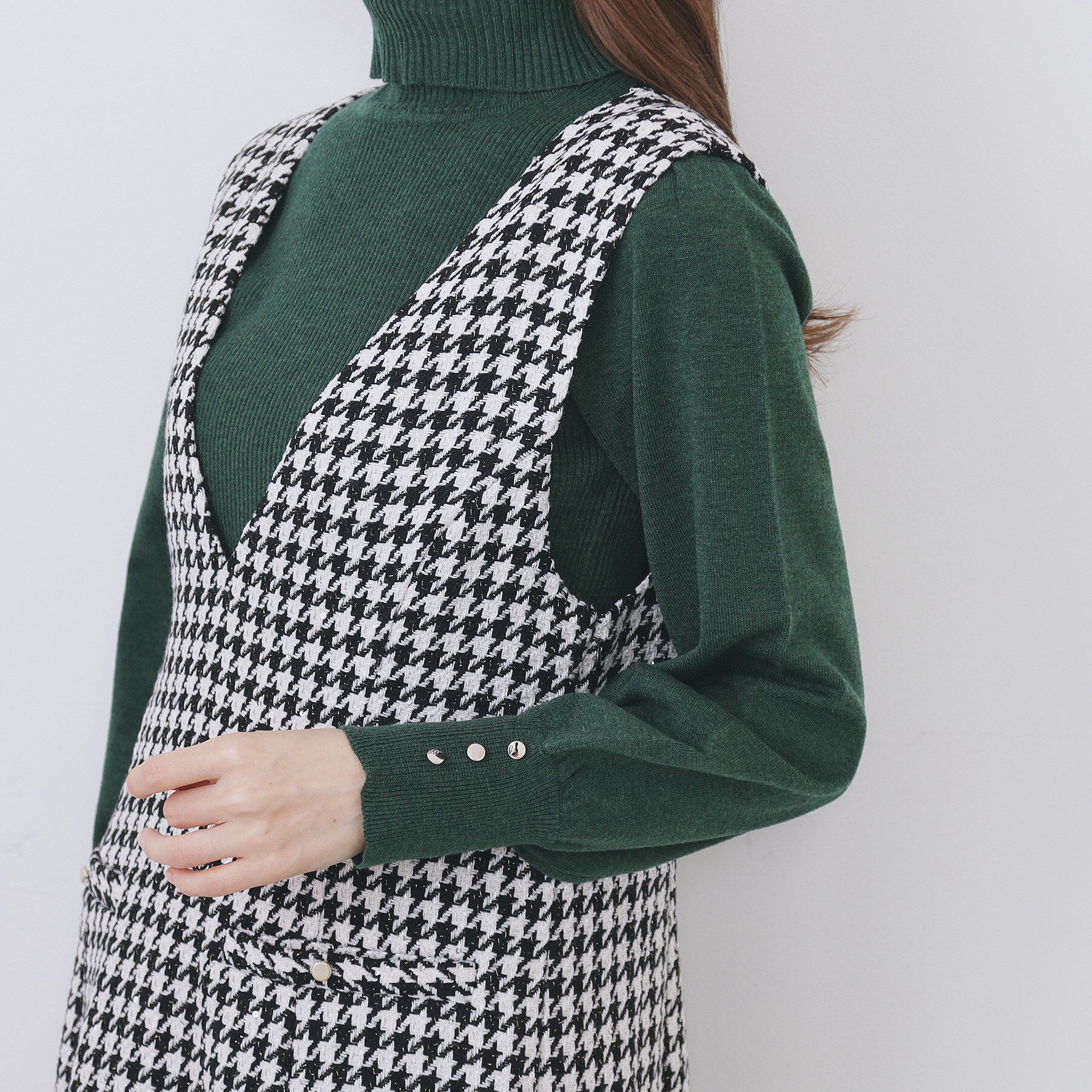 index「ラメスパンコール千鳥柄ジャンスカ【洗濯機OK/イージーアイロン】」|ワンピース|