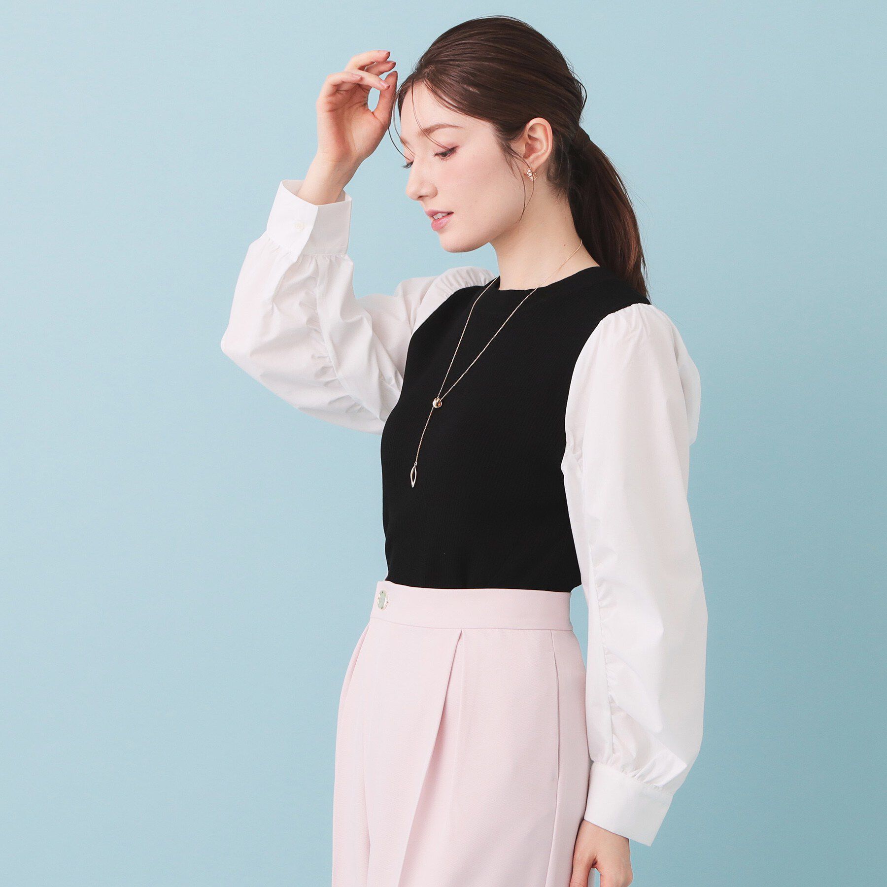 index「シャーリングドッキングニット【洗濯機OK】」|ニット・セーター|