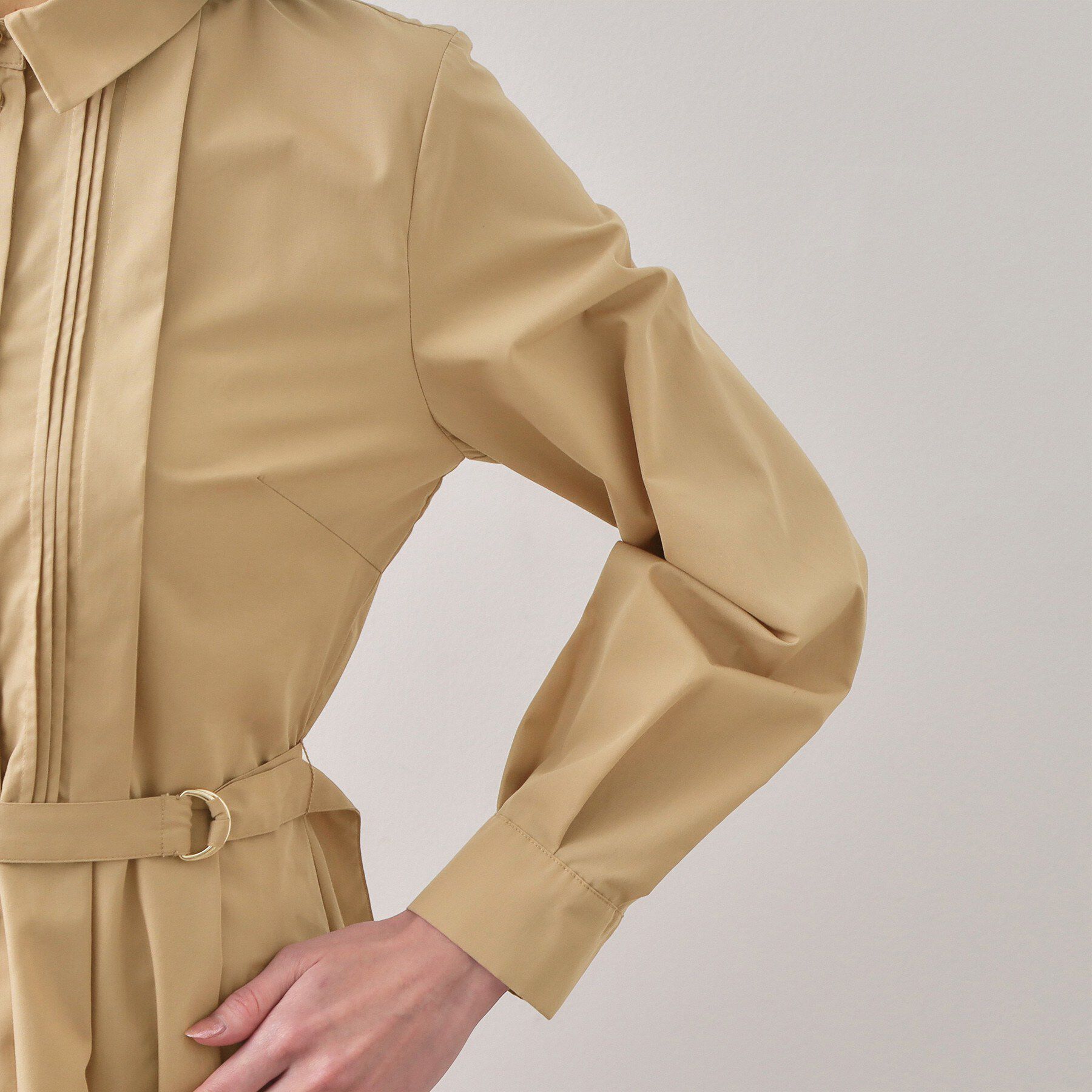 index「ベルト付きタックシャツワンピース【洗濯機OK/イージーアイロン】」|ワンピース|