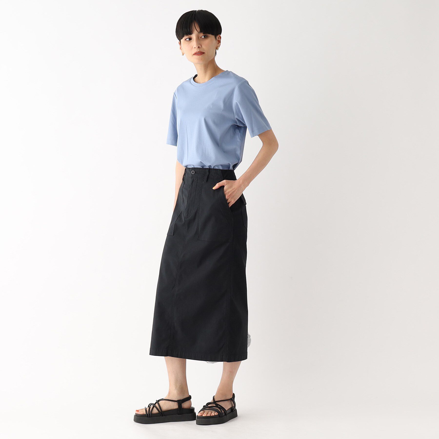 OPAQUE.CLIP「オーガニックコットン混 ベイカースカート【洗濯機洗い可/ストレッチ】」|スカート|