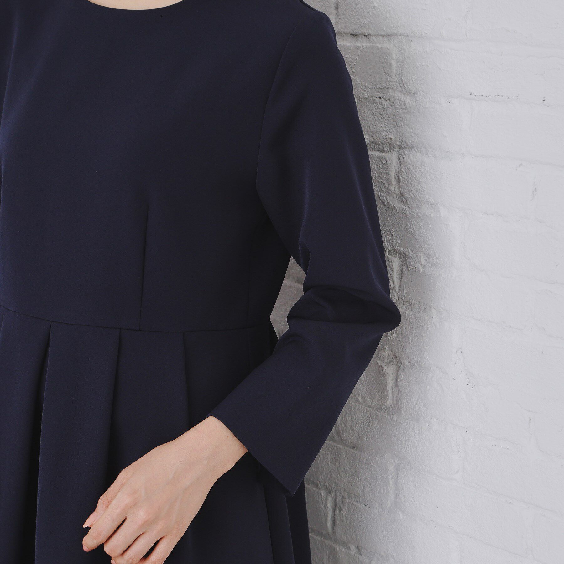 OPAQUE.CLIP「《通勤/セットアップ対応》タックフレアワンピース/ダブルクロス【洗濯機洗い可】」|ワンピース|