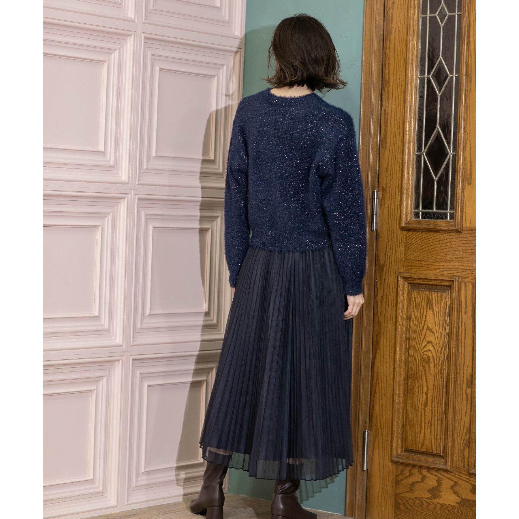 OPAQUE.CLIP「《通勤対応》チュールプリーツフレアスカート【洗濯機洗い可】」|スカート|