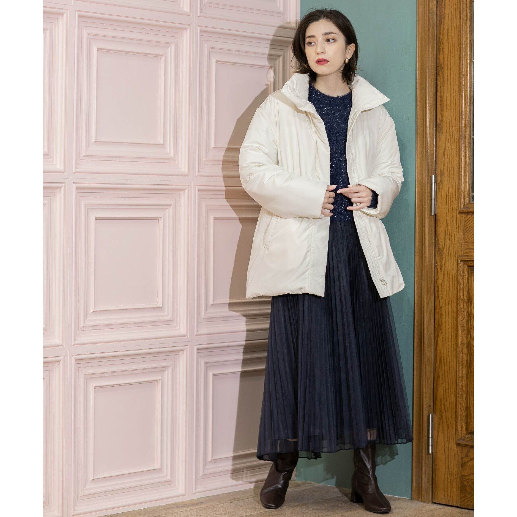 OPAQUE.CLIP「《通勤対応》チュールプリーツフレアスカート【洗濯機洗い可】」|スカート|