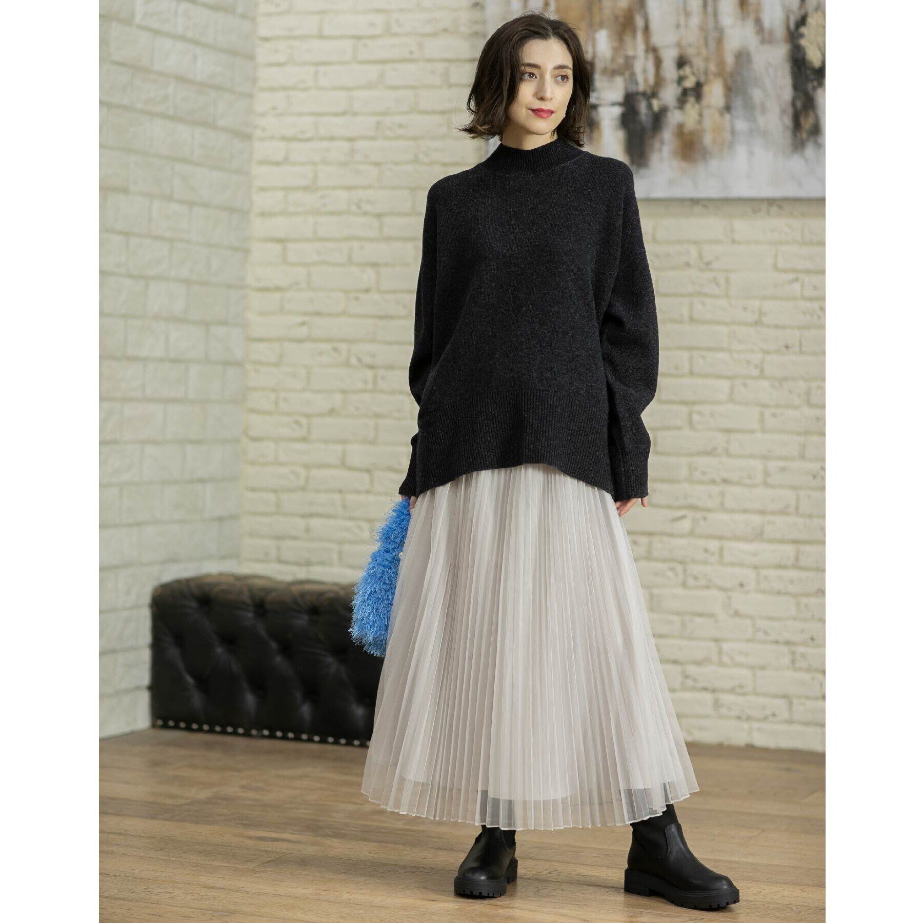 OPAQUE.CLIP「《通勤対応》チュールプリーツフレアスカート【洗濯機洗い可】」|スカート|