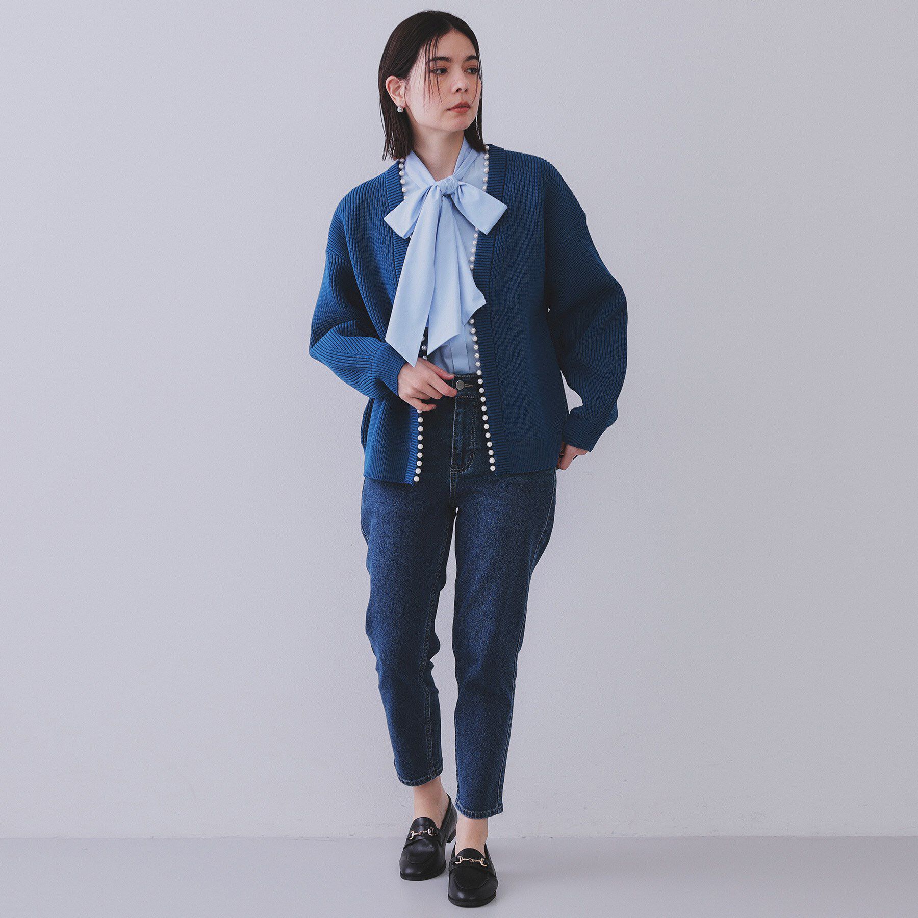 OPAQUE.CLIP「パール調ボタン付ニットカーディガン【洗濯機洗い可】」|カーディガン|