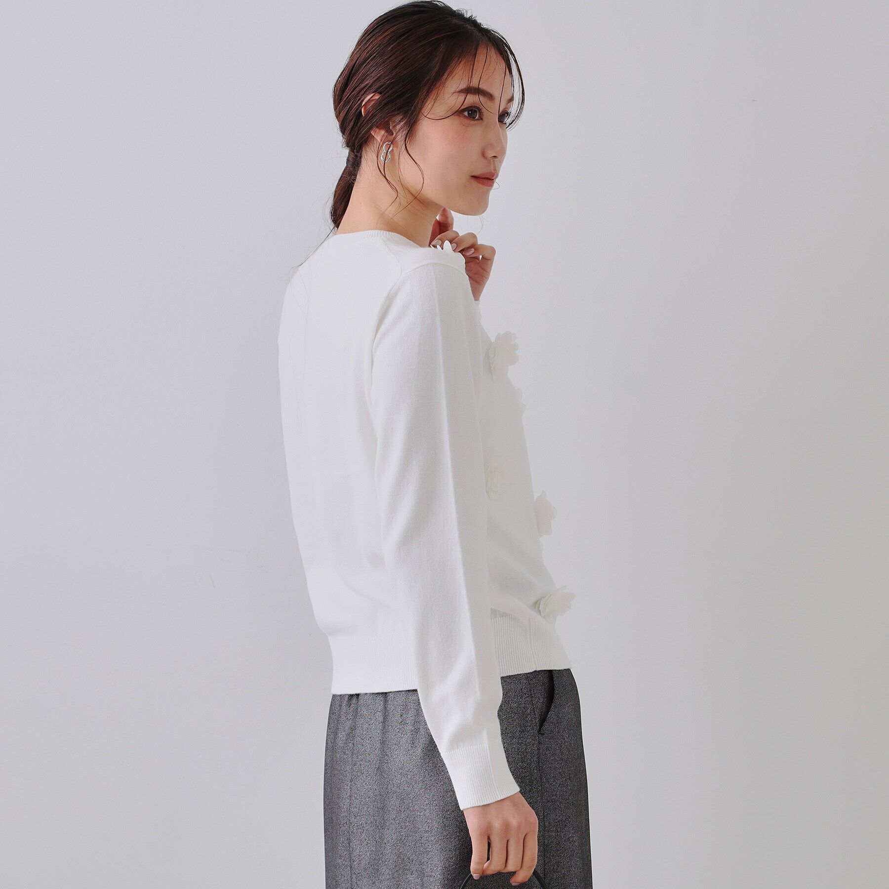 OPAQUE.CLIP「フラワーモチーフニット【洗濯機洗い可】」|ニット・セーター|