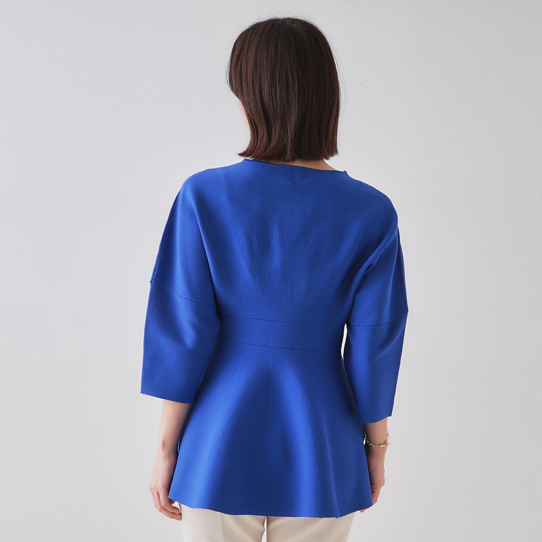 OPAQUE.CLIP「ランタンスリーブペプラムデザインニット【洗濯機洗い可/抗ピル】」|ニット・セーター|