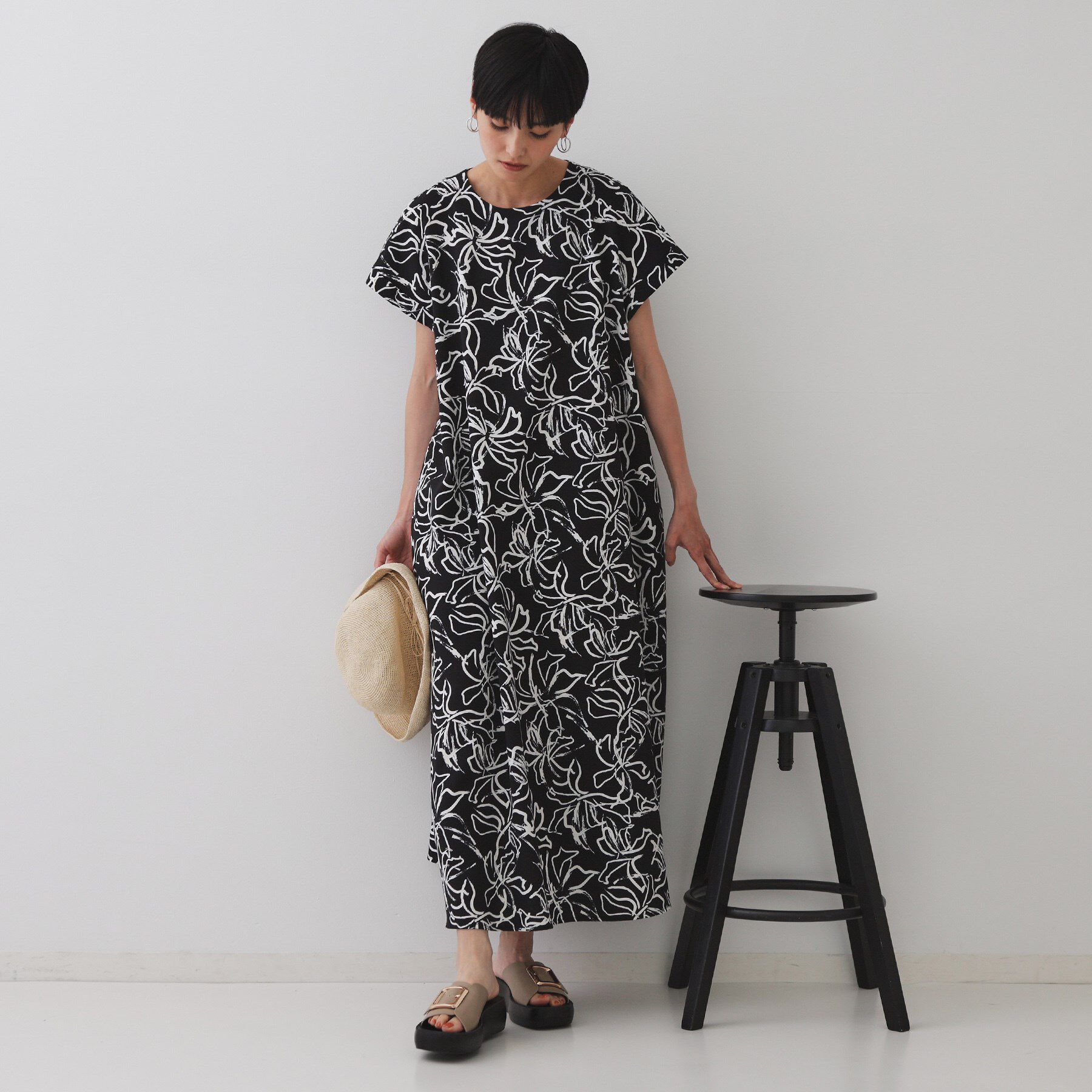 OPAQUE.CLIP「手書き風プリントワンピース【洗濯機洗い可】」|ワンピース|