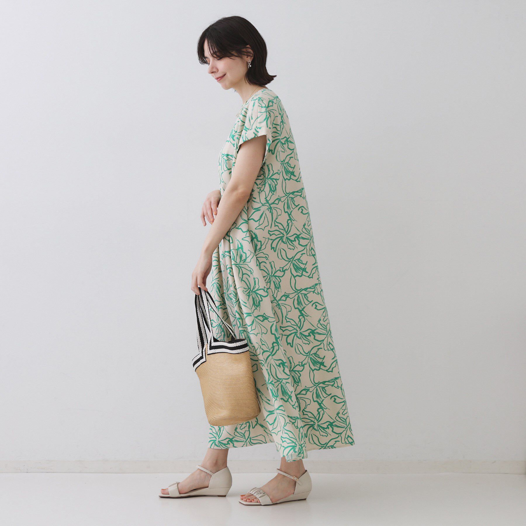 OPAQUE.CLIP「手書き風プリントワンピース【洗濯機洗い可】」|ワンピース|