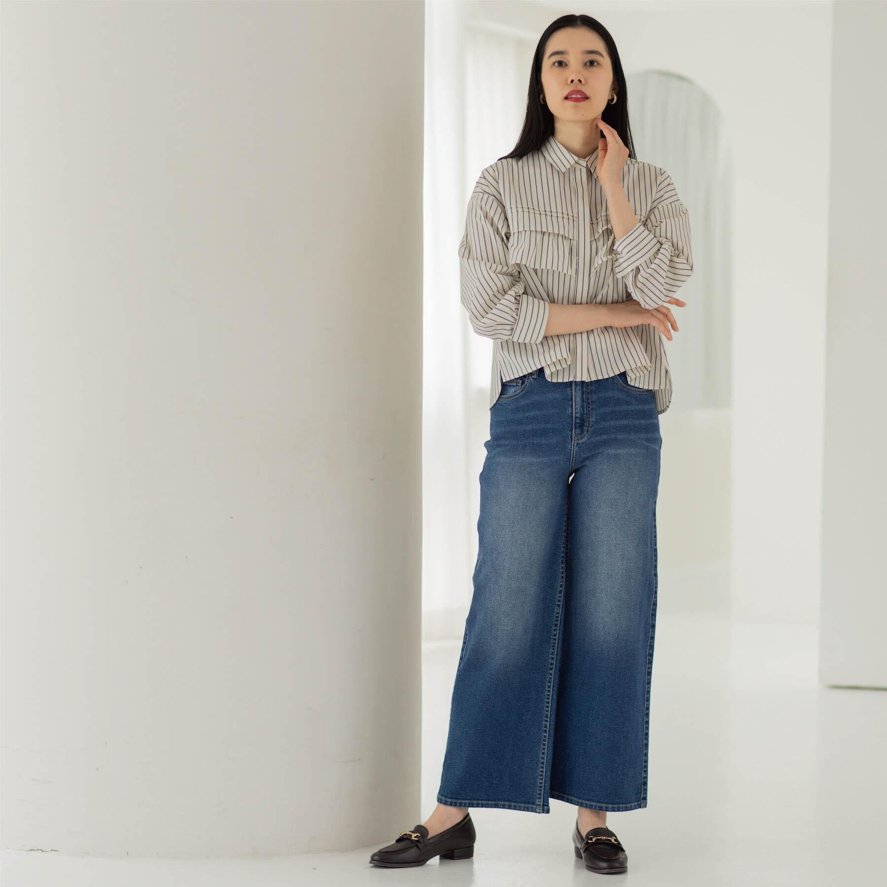 OPAQUE.CLIP「ストレッチバギーデニム【洗濯機洗い可】《SS～LL》」|デニム|