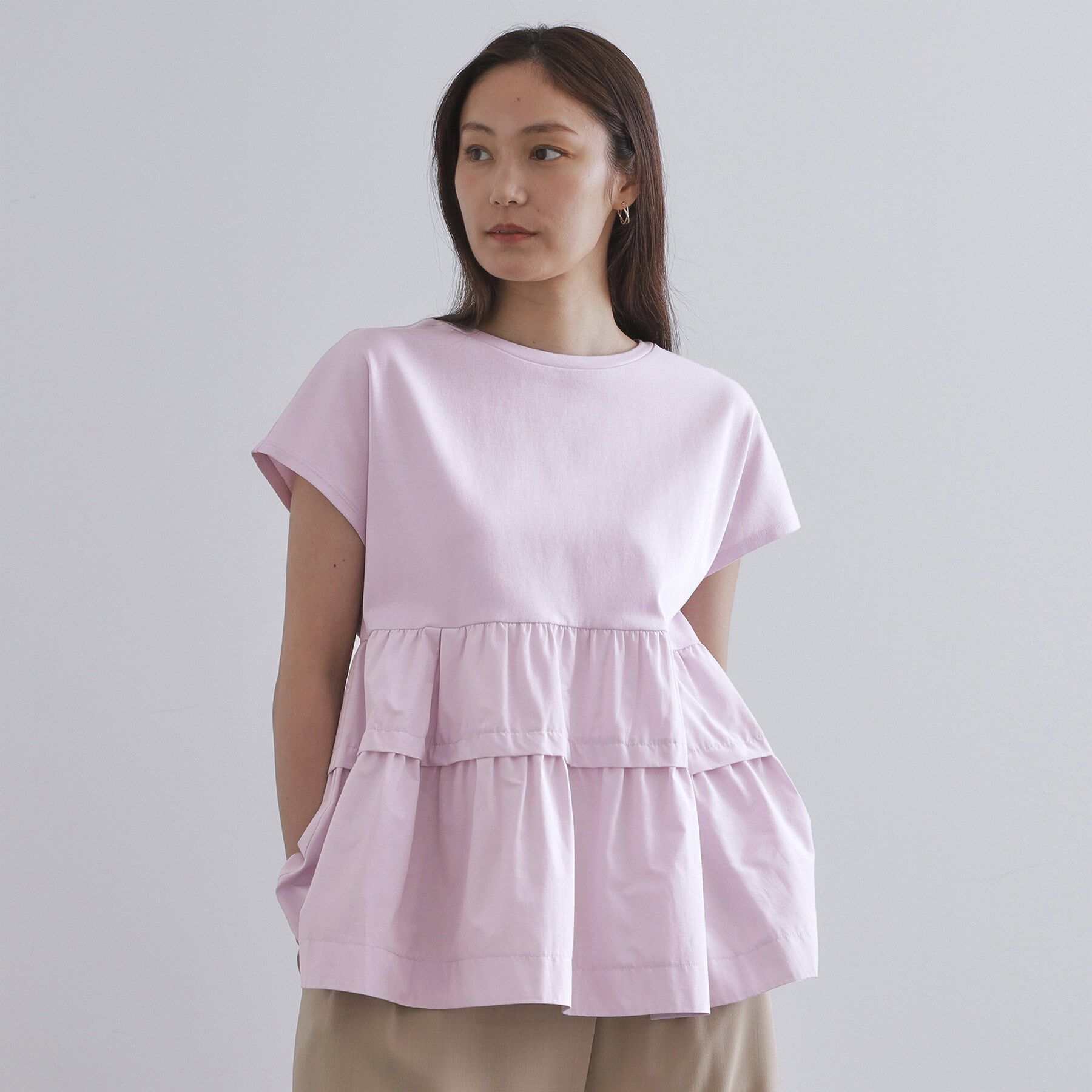 OPAQUE.CLIP「ドッキングティアードトップス【洗濯機洗い可】」|Tシャツ・カットソー|