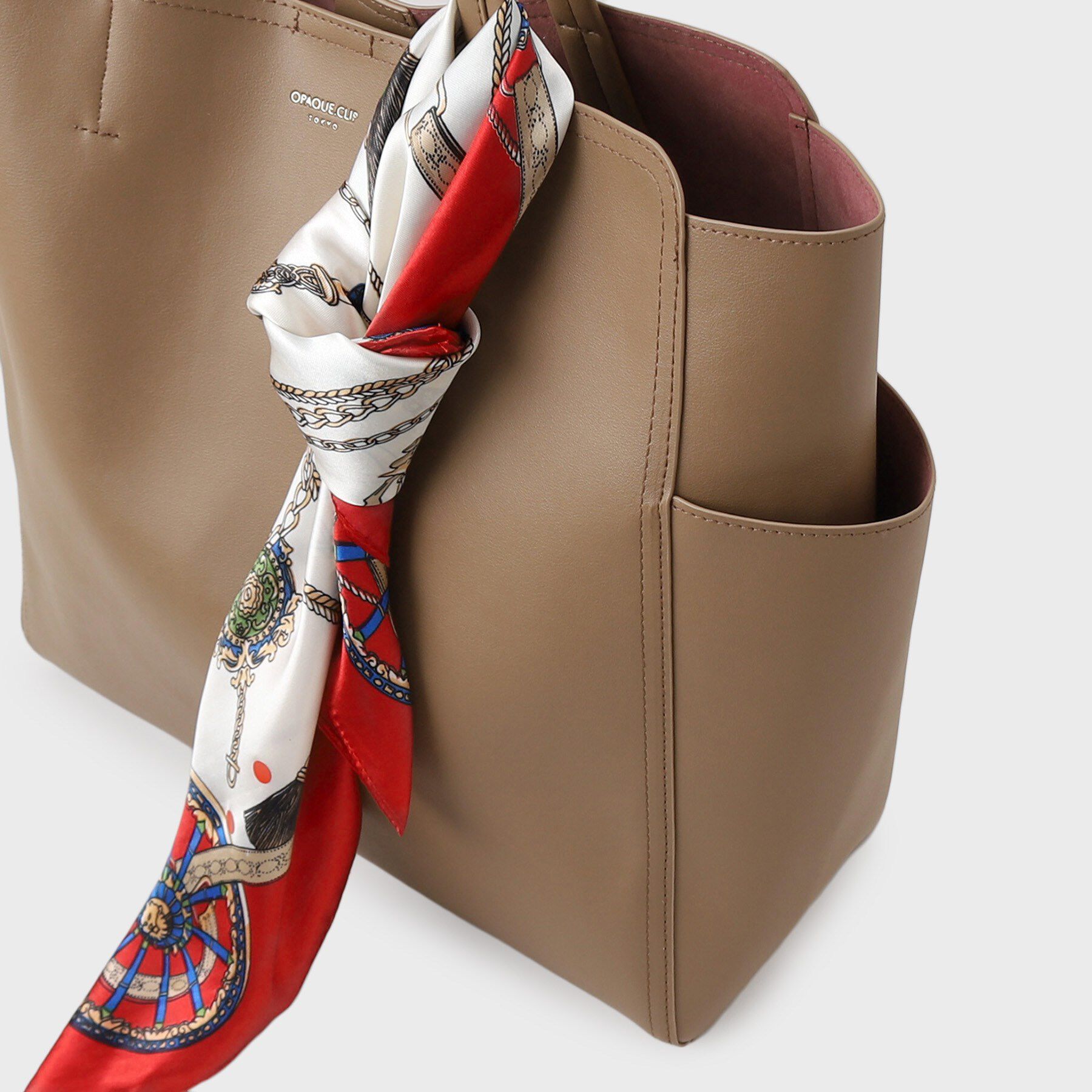 OPAQUE.CLIP「【A4サイズ対応】スカーフ付き裏スエード調合皮トートバッグ」|トートバッグ|