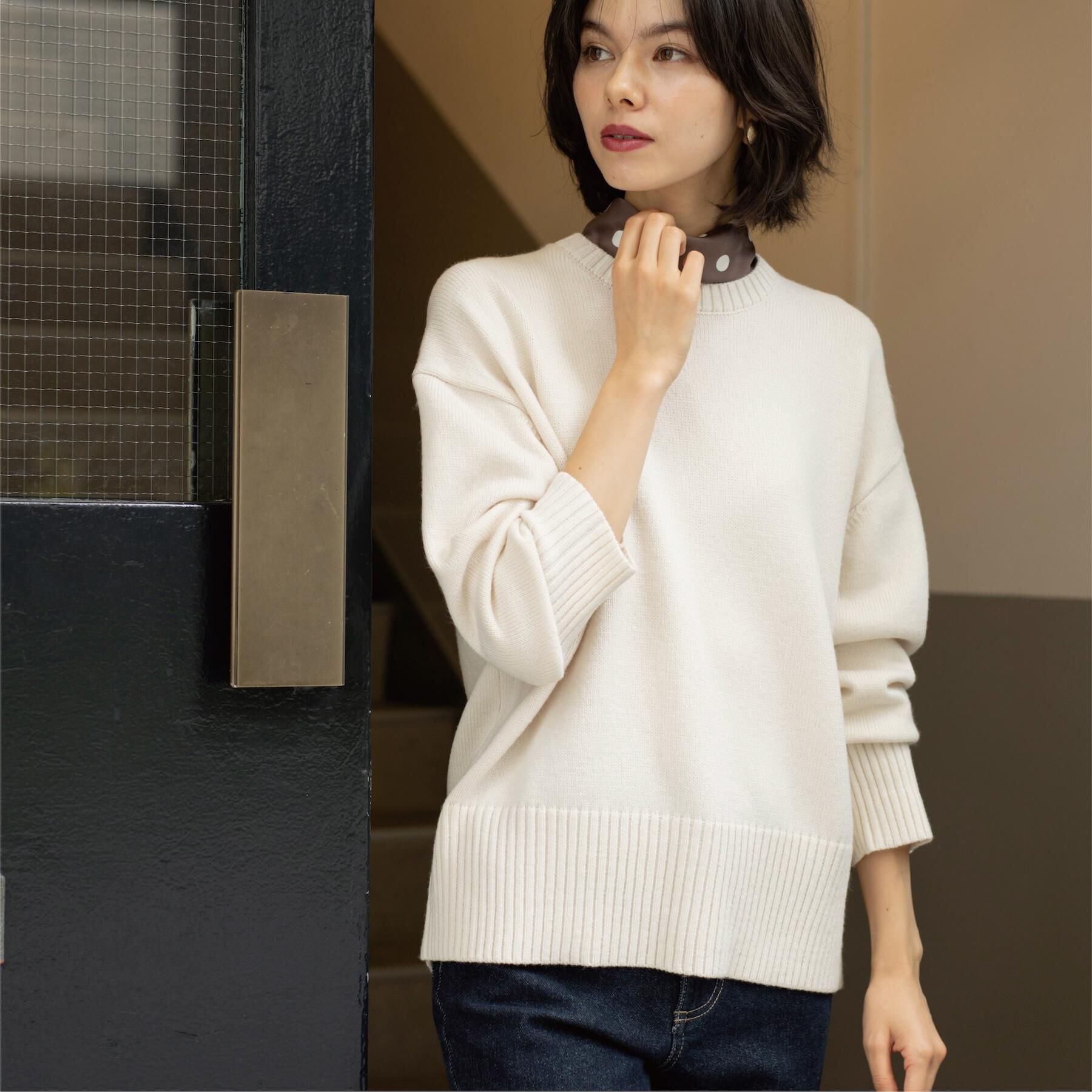 OPAQUE.CLIP「バックボタンリラクシーニット【洗濯機OK】」|ニット・セーター|オフホワイト(003