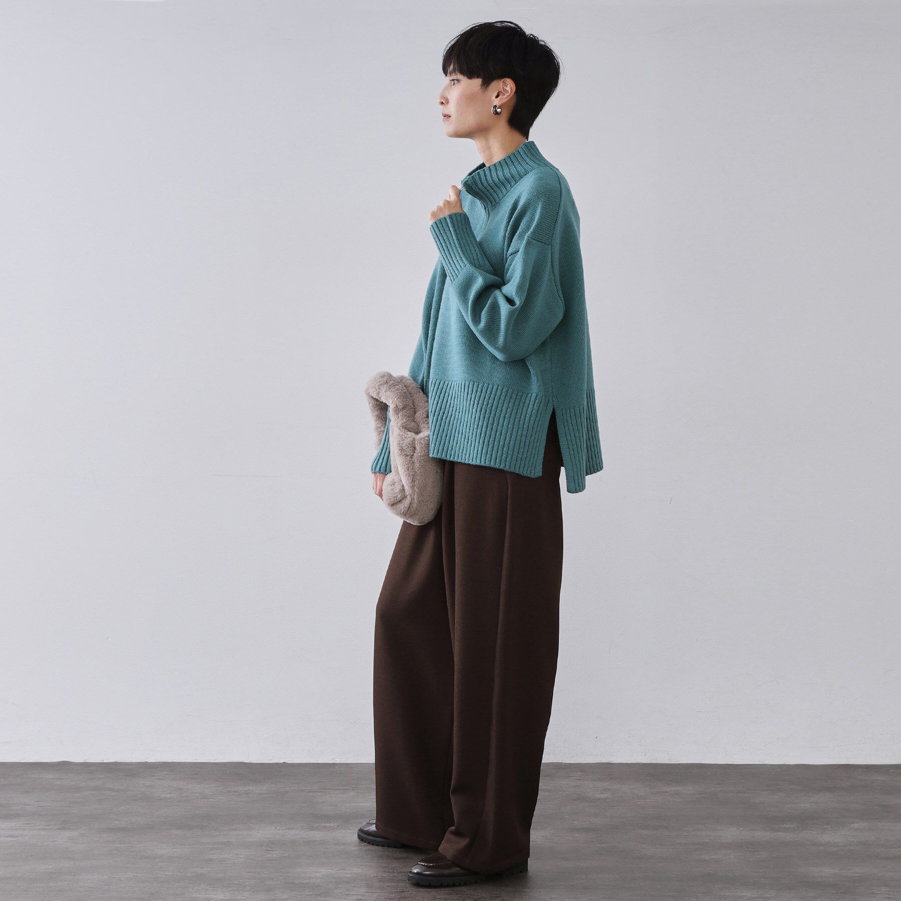 OPAQUE.CLIP「ハーフジップミドルゲージニット【洗濯機OK】」|ニット・セーター|