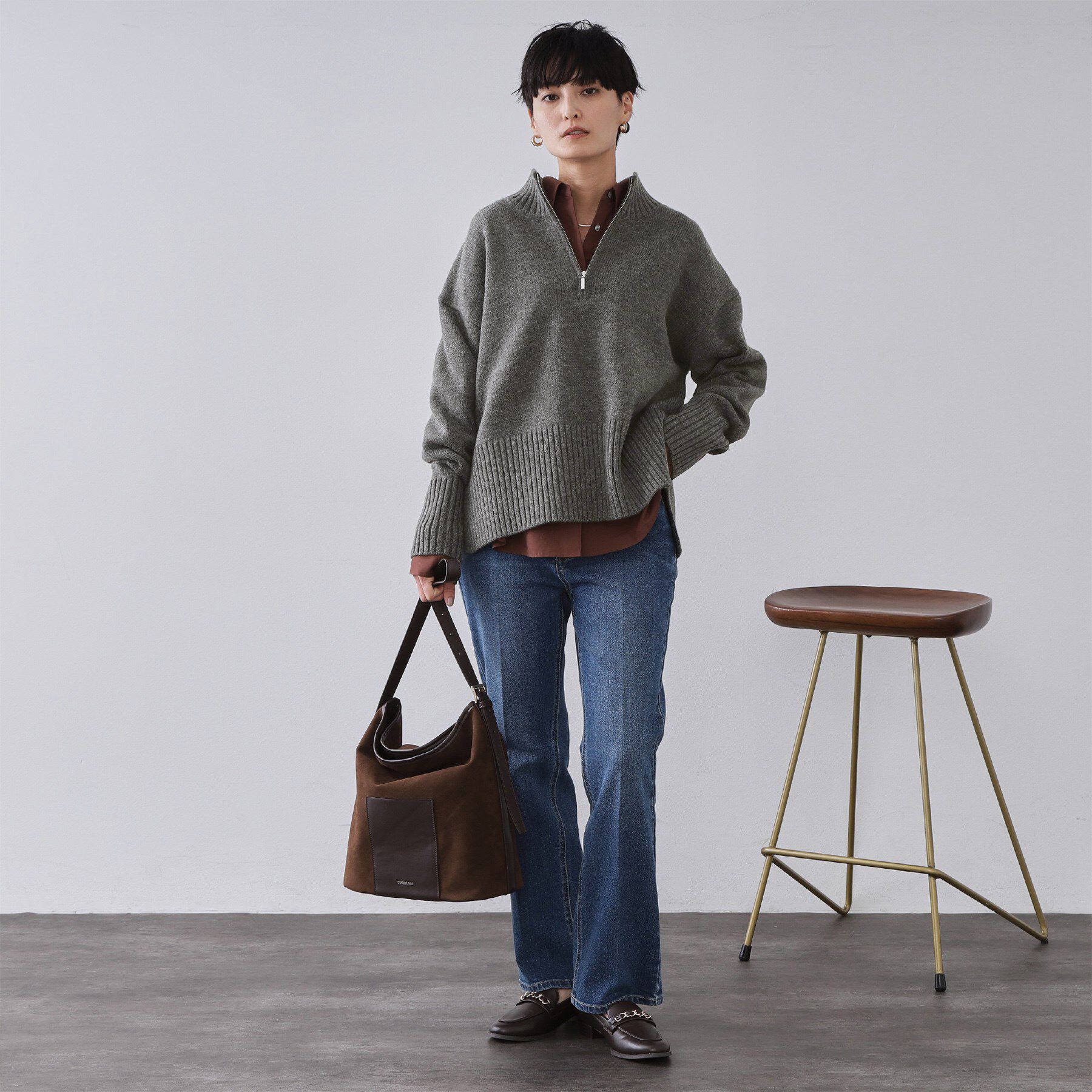 OPAQUE.CLIP「ハーフジップミドルゲージニット【洗濯機OK】」|ニット・セーター|