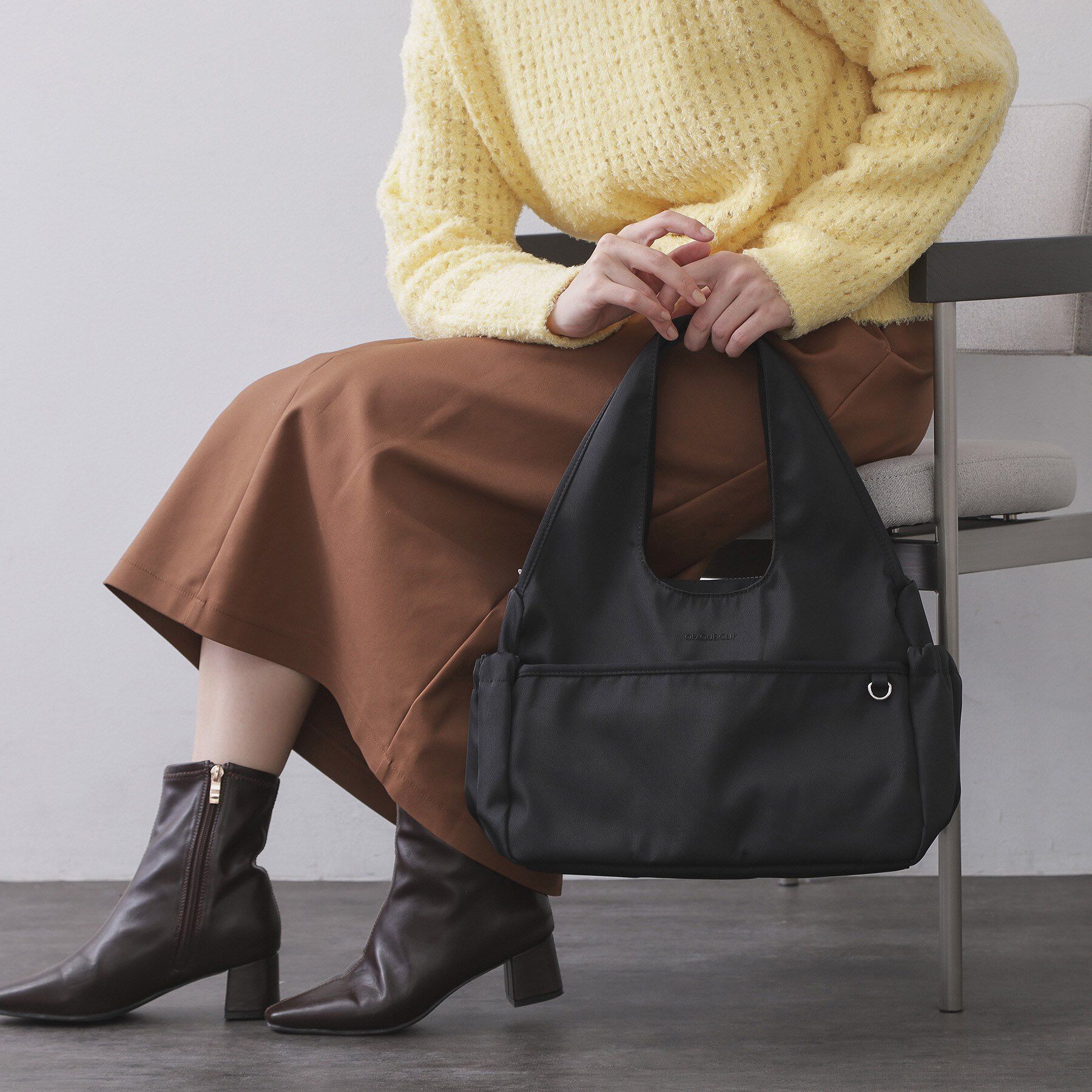 OPAQUE.CLIP「【軽量/多ポケット】ナイロンミドルトートバッグ」|トートバッグ|ブラック(019)