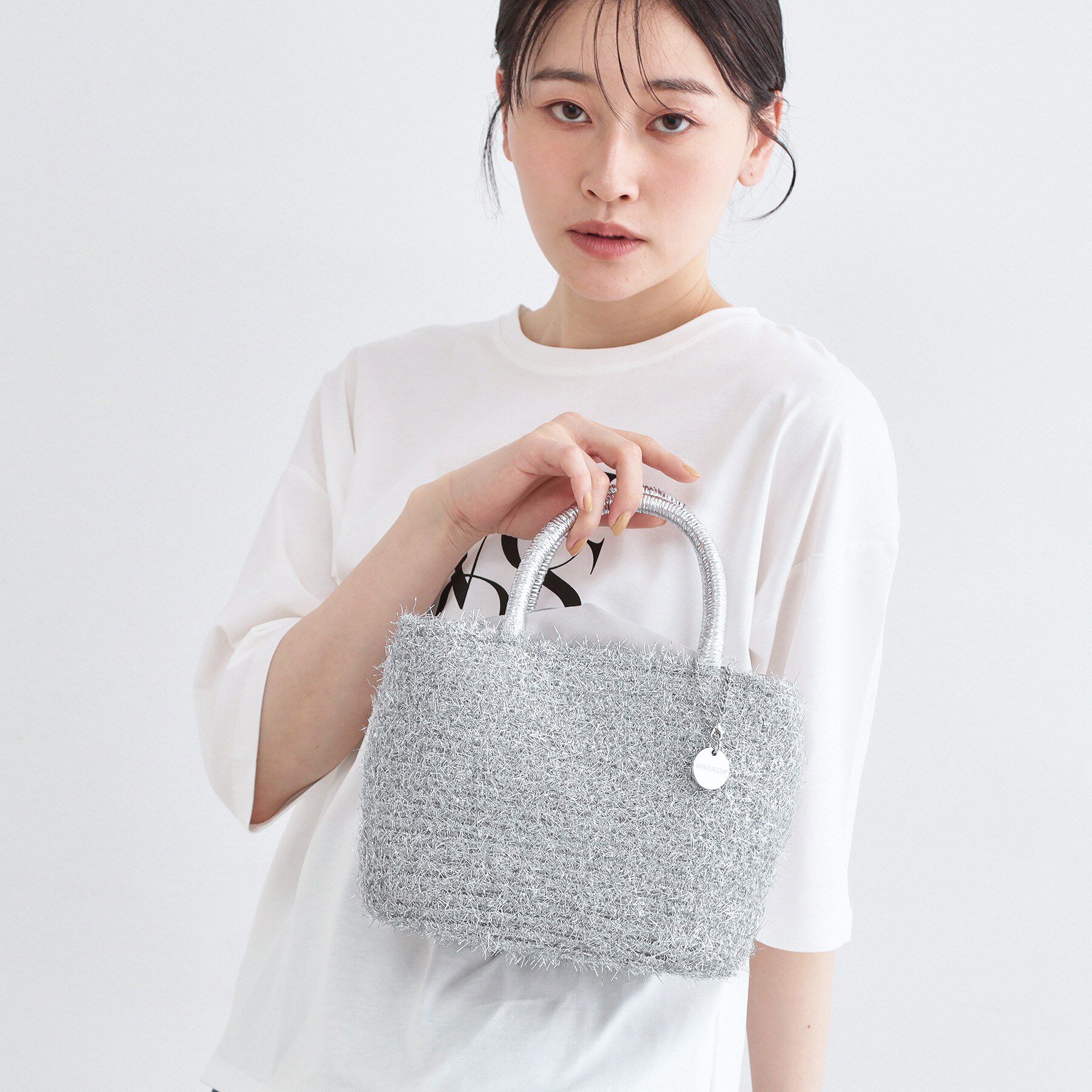 OPAQUE.CLIP「ラメバスケット調ミドルバッグ」|ハンドバッグ|