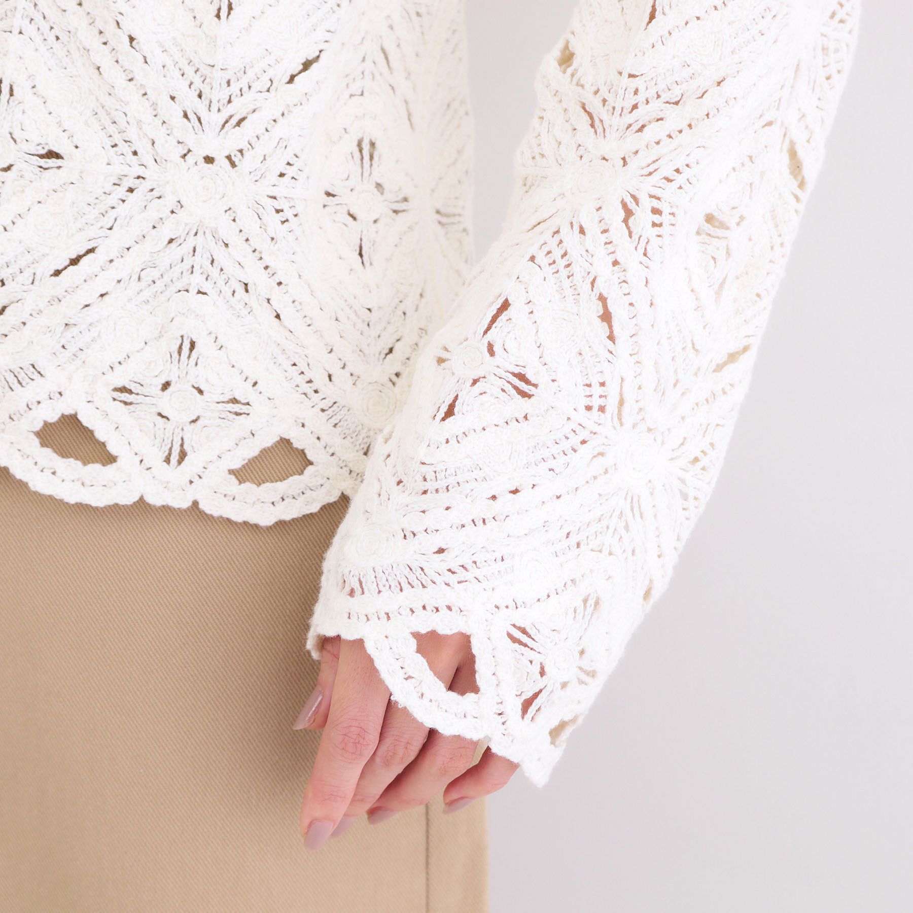 OPAQUE.CLIP「かぎ針風ニットカーディガン【洗濯機OK】」|カーディガン|