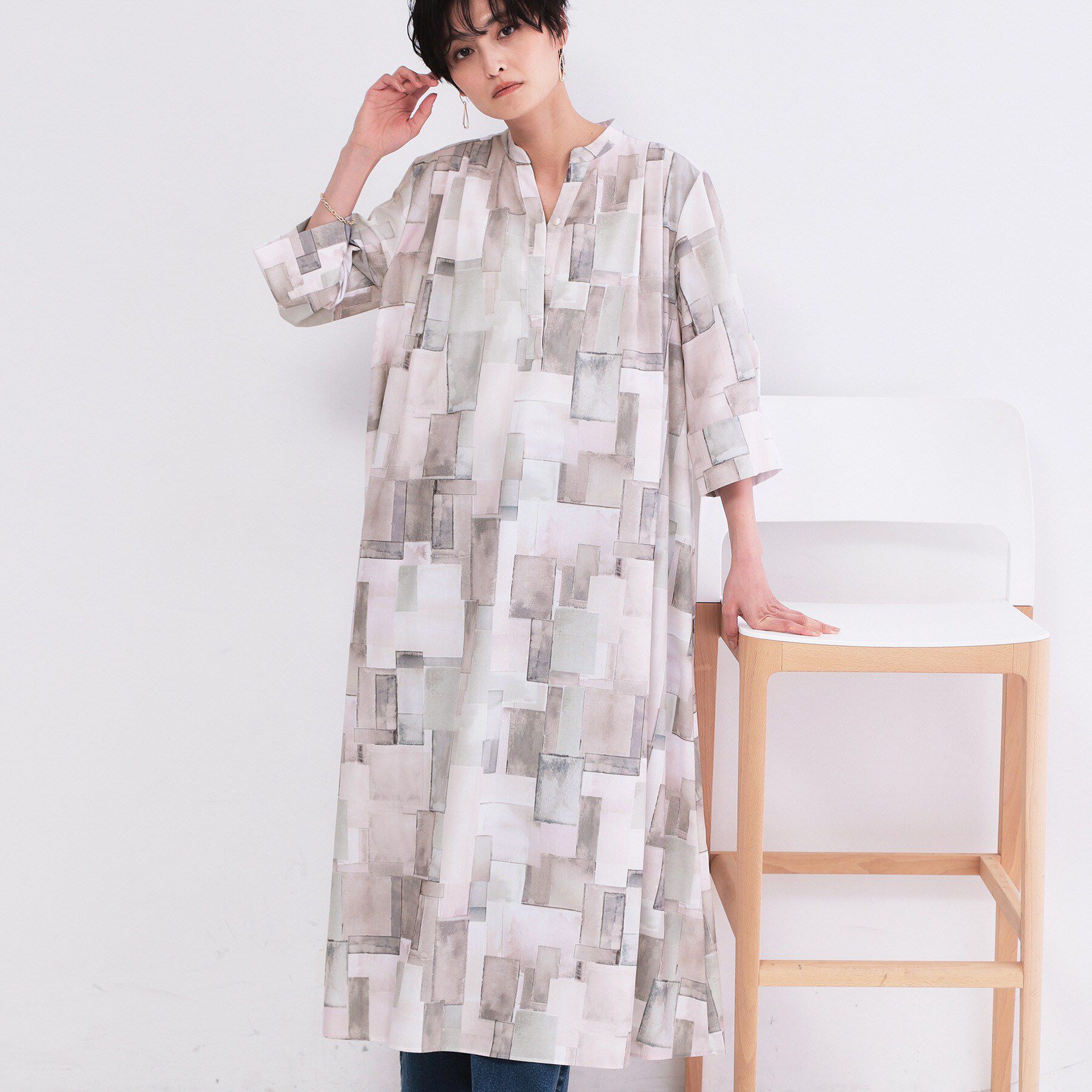 OPAQUE.CLIP「アート柄プリントワンピース【洗濯機OK】」|ワンピース|