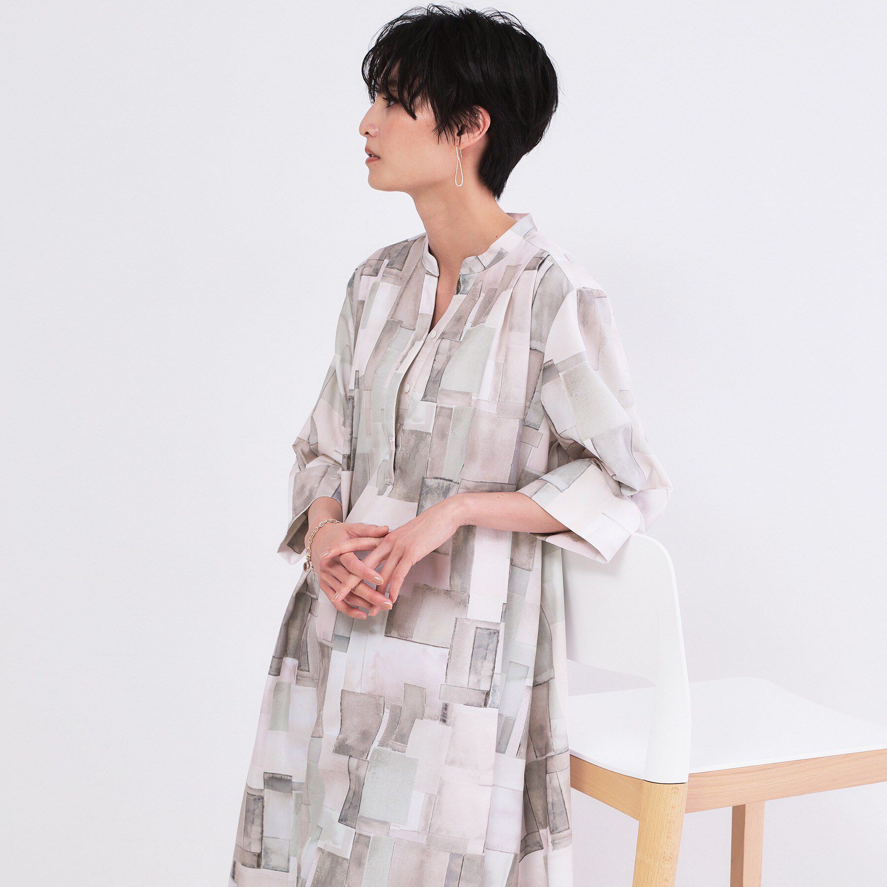 OPAQUE.CLIP「アート柄プリントワンピース【洗濯機OK】」|ワンピース|