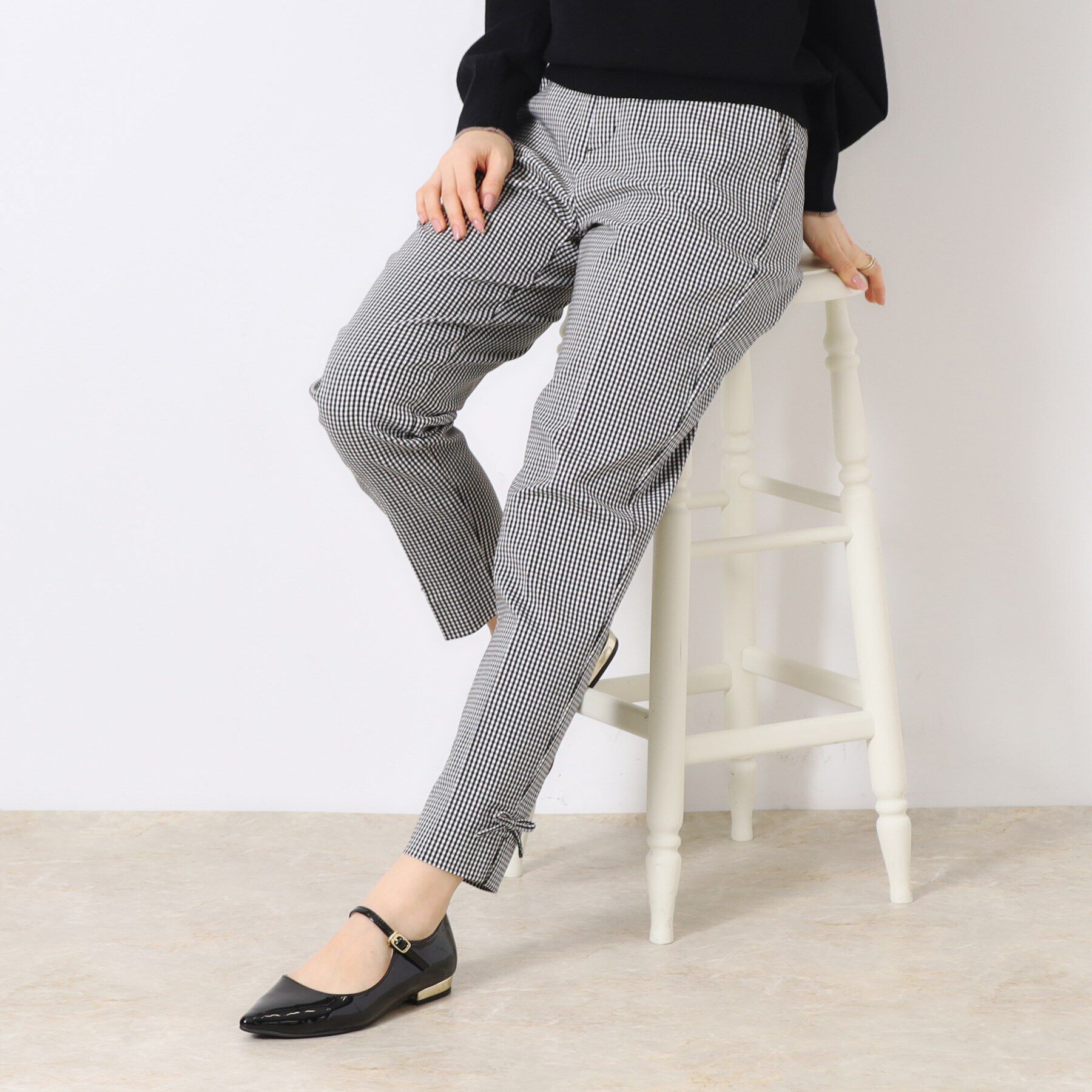 Couture broach「【ラクチンきれい見えパンツ】リボンハイパーストレッチパンツ」|その他|ブラック(819)