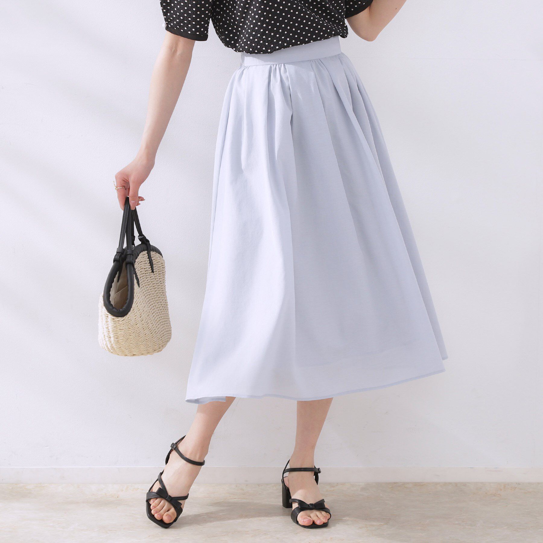 Couture broach「【きれいめ・通勤】細リボン付きパレットボイルスカート」|スカート|