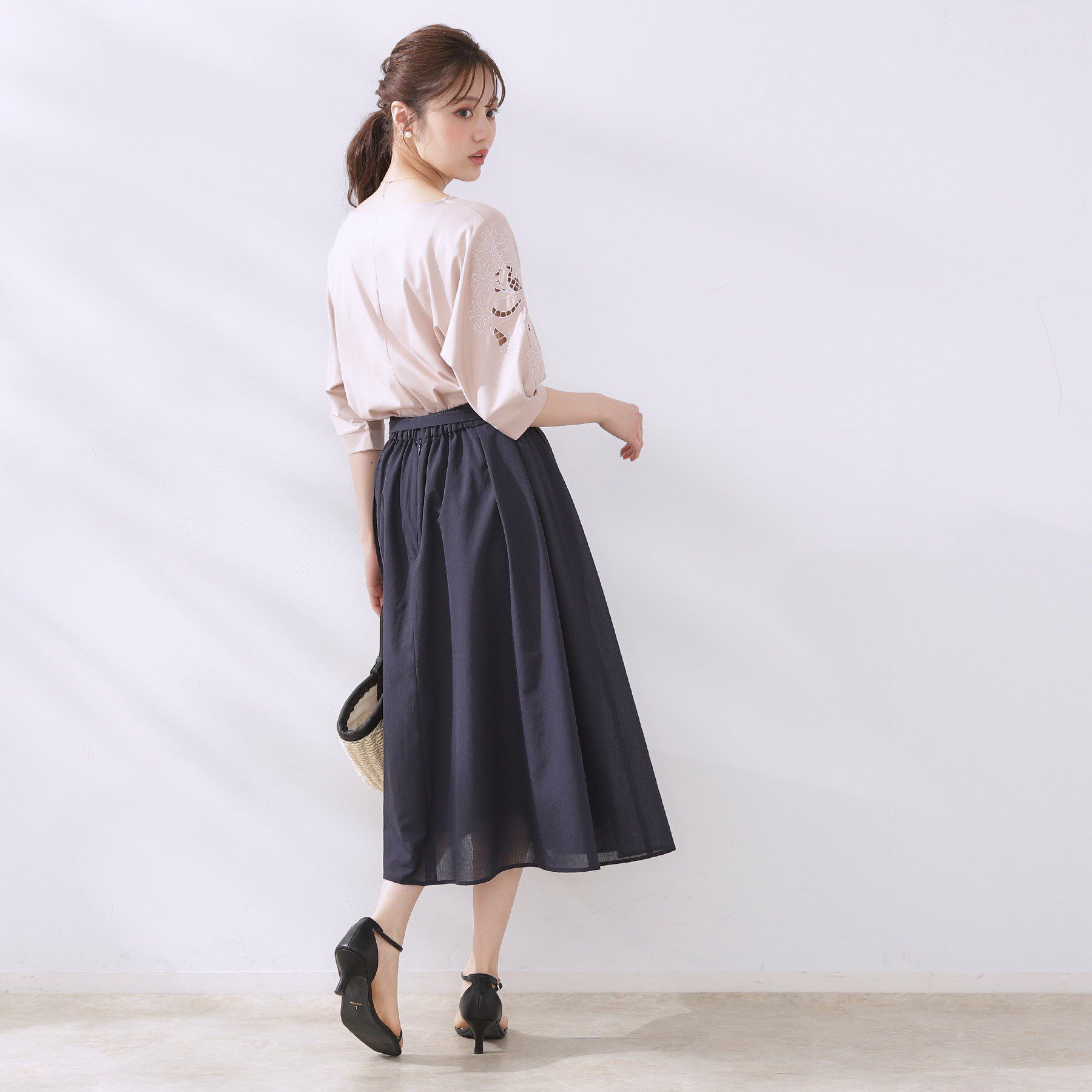 Couture broach「【きれいめ・通勤】細リボン付きパレットボイルスカート」|スカート|