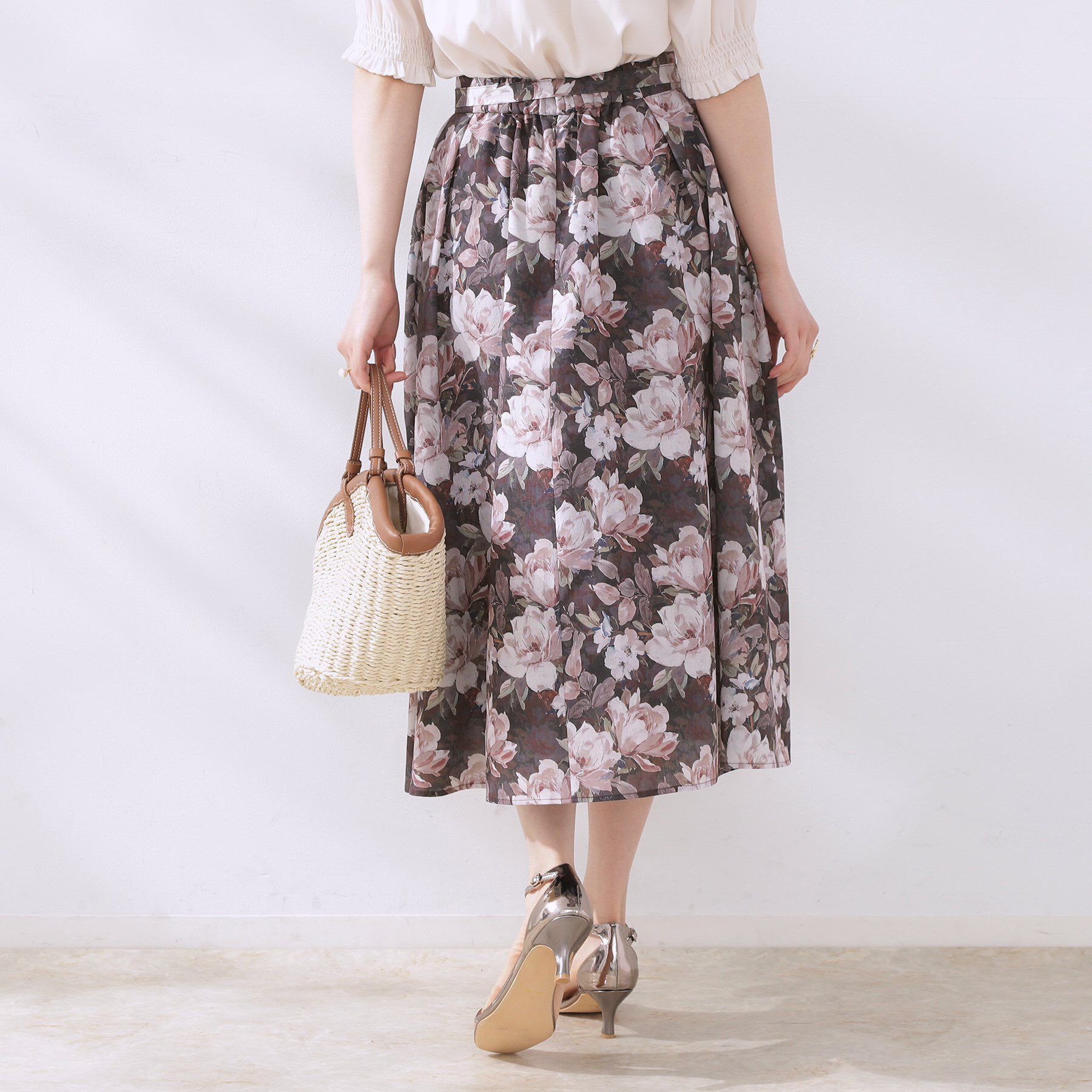 Couture broach「【きれいめ・通勤】細リボン付きパレットボイルスカート」|スカート|