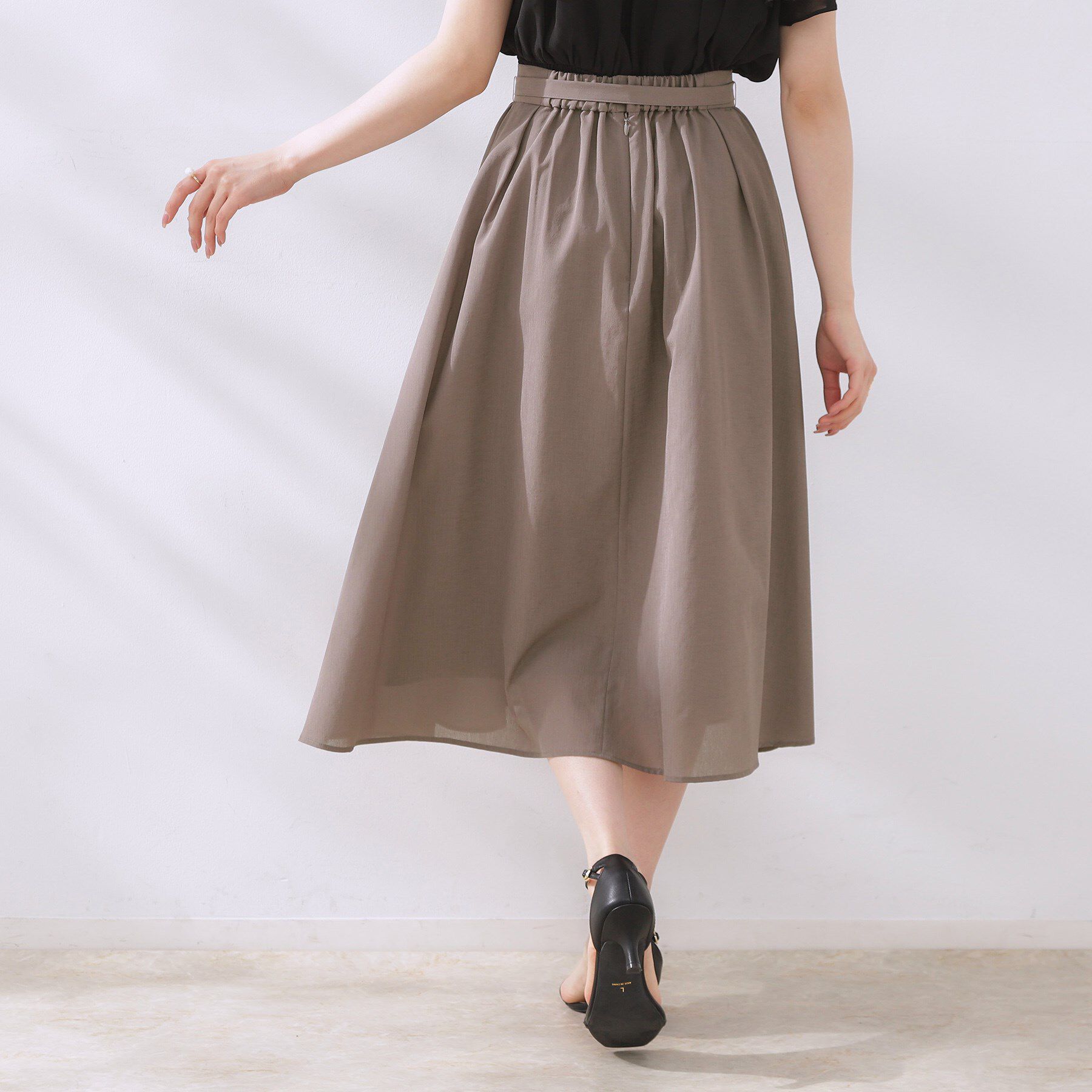 Couture broach「【きれいめ・通勤】細リボン付きパレットボイルスカート」|スカート|