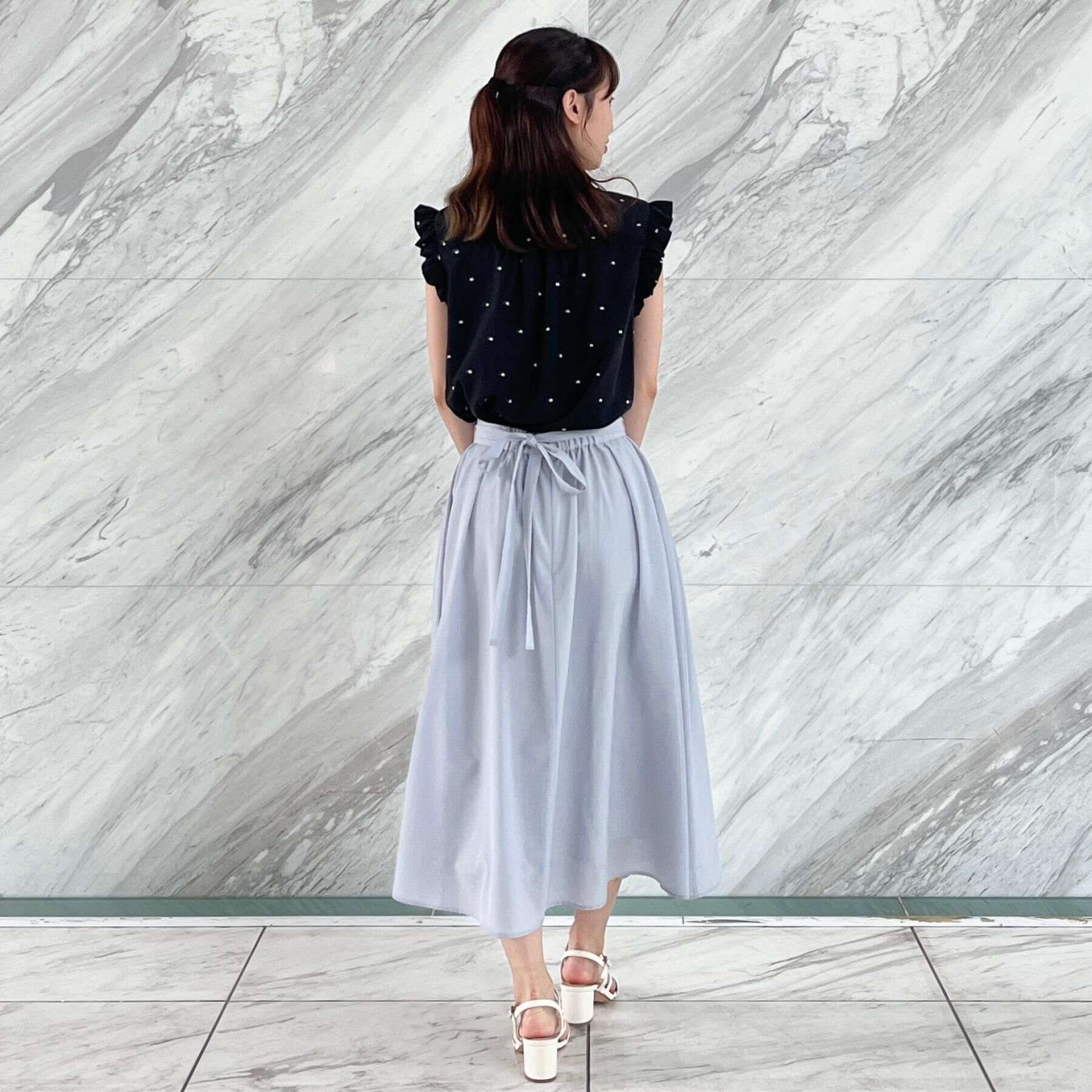 Couture broach「【マシンウォッシャブル】ドット刺繍リボンデザインブラウス」|シャツ・ブラウス|