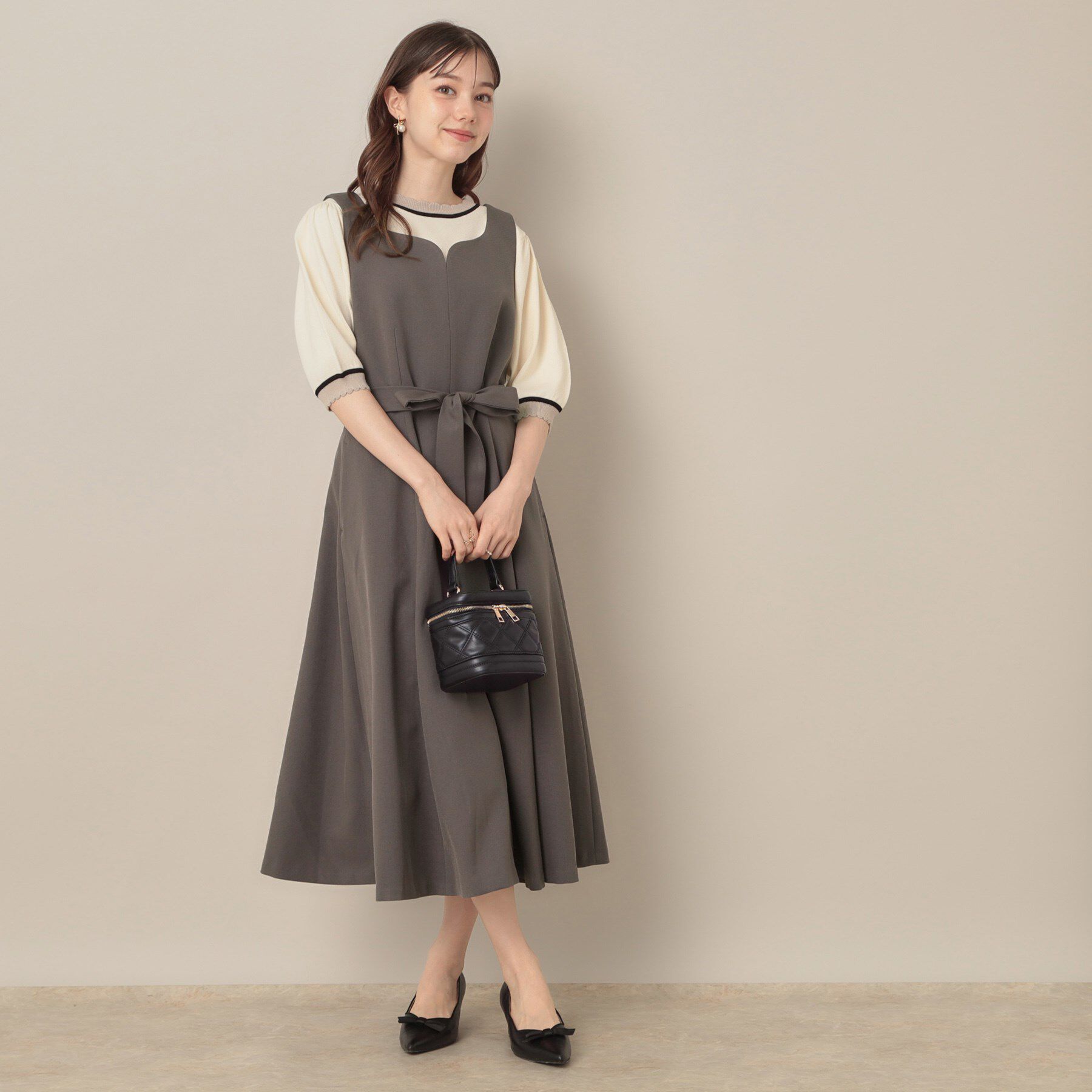 Couture broach「【帯電防止・通勤】ハートネック フレアージャンスカ」|ワンピース|