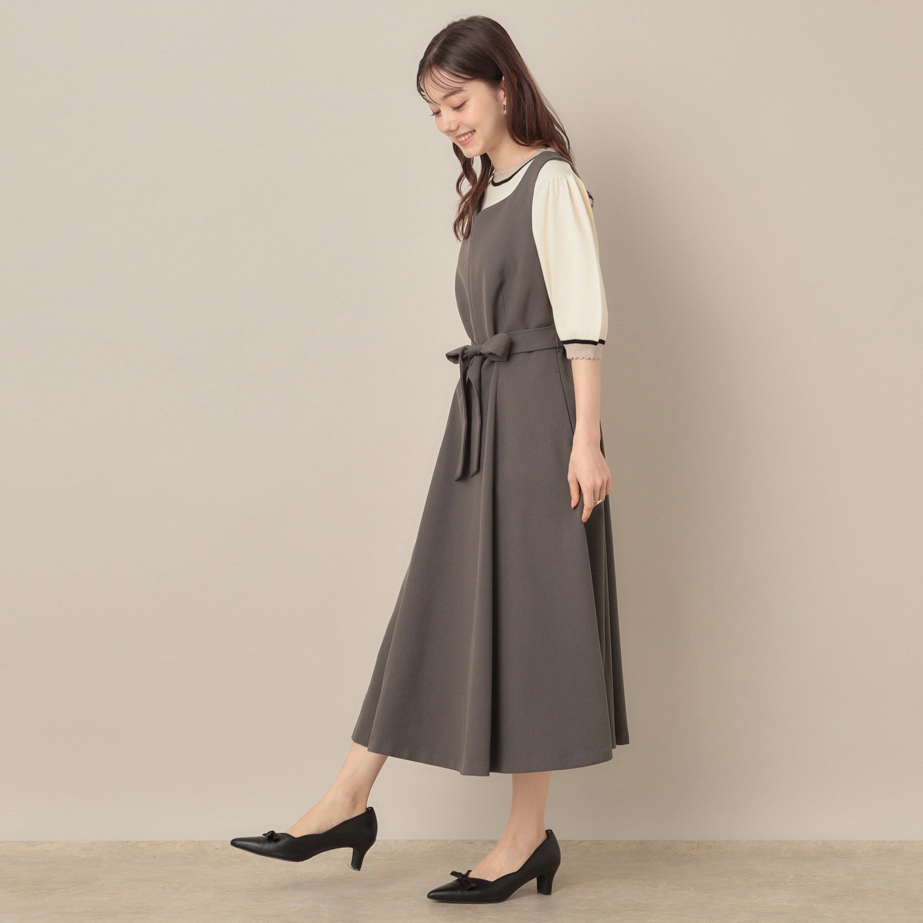 Couture broach「【帯電防止・通勤】ハートネック フレアージャンスカ」|ワンピース|