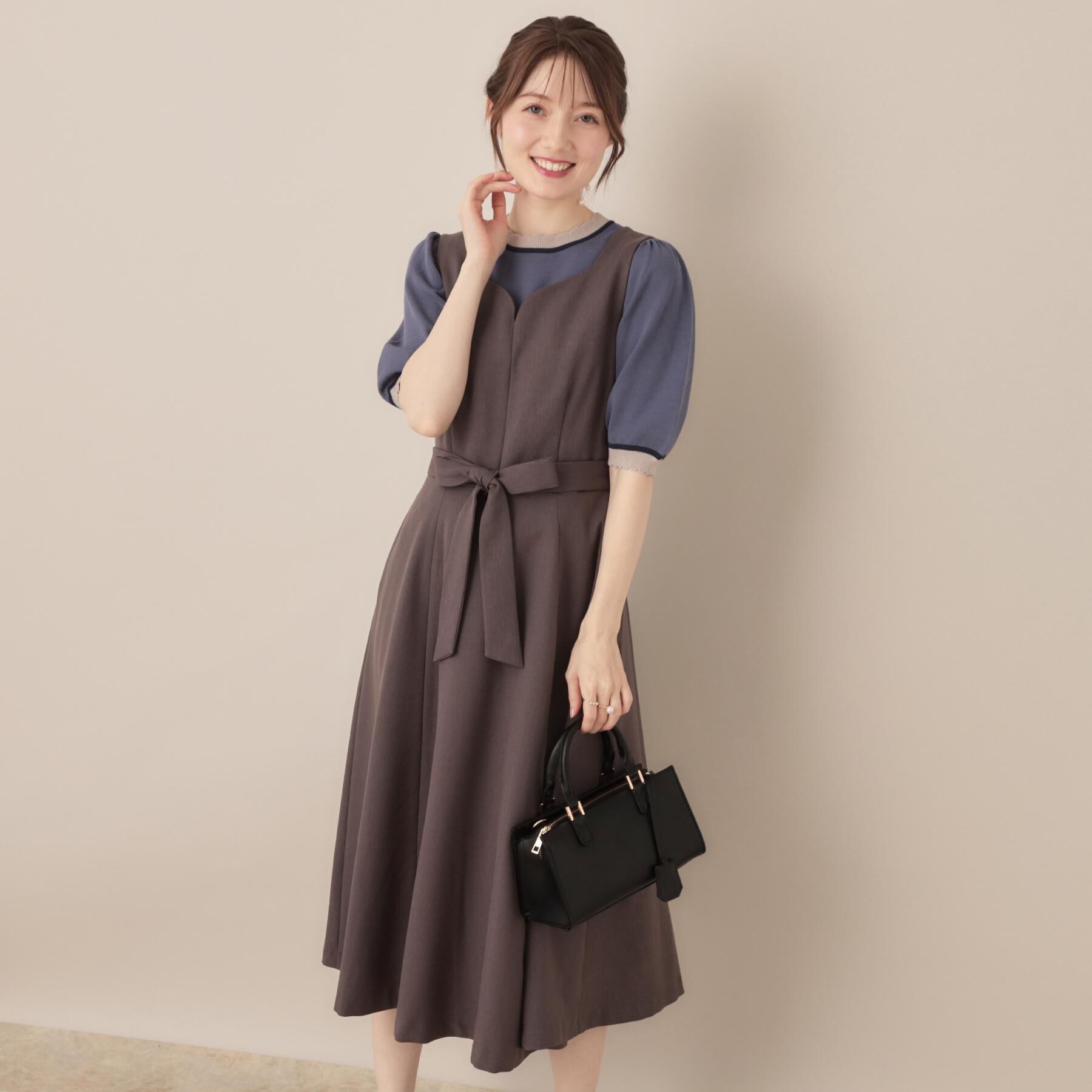 Couture broach「【帯電防止・通勤】ハートネック フレアージャンスカ」|ワンピース|