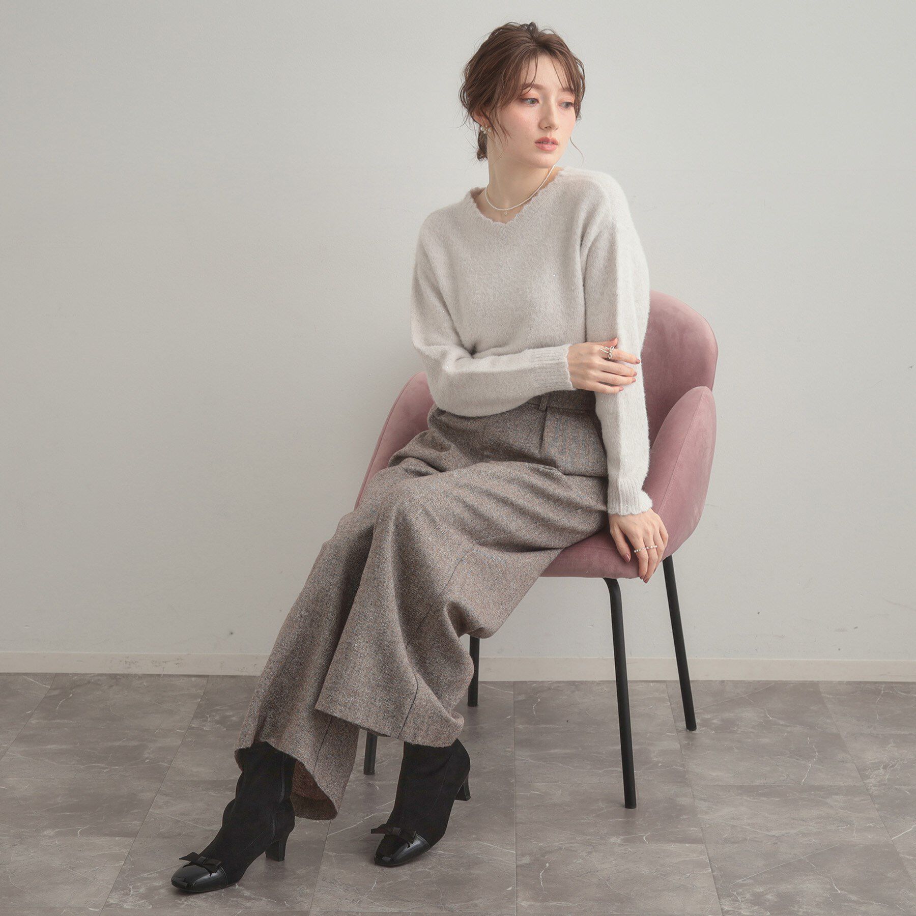 Couture broach「【前後2WAY】スパンコールラメフェザー ニット」|ニット・セーター|