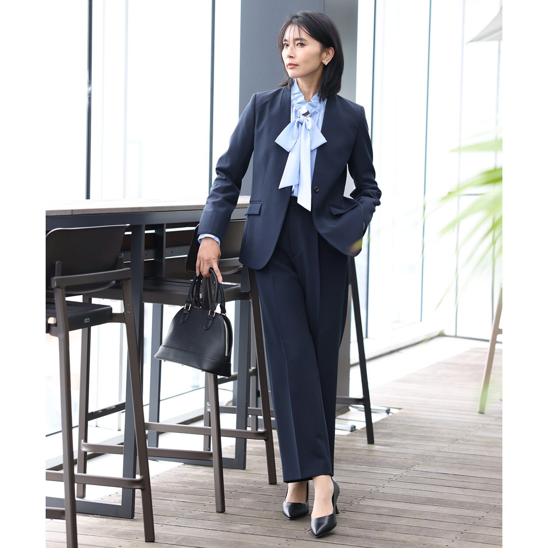 THE SHOP TK「【汚れ防止／シワになりにくい／セレモニー／通勤】ダブルクロスワイドパンツ／洗える／サスティナブル」|その他|