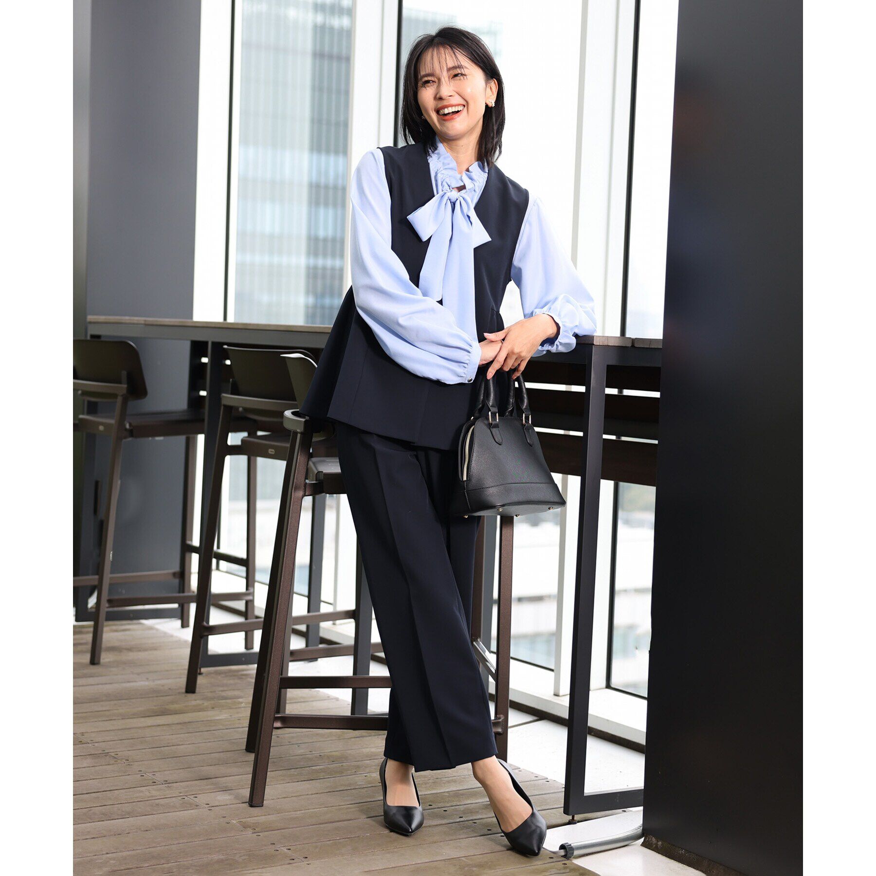 THE SHOP TK「【汚れ防止／シワになりにくい／セレモニー／通勤】ダブルクロスワイドパンツ／洗える／サスティナブル」|その他|